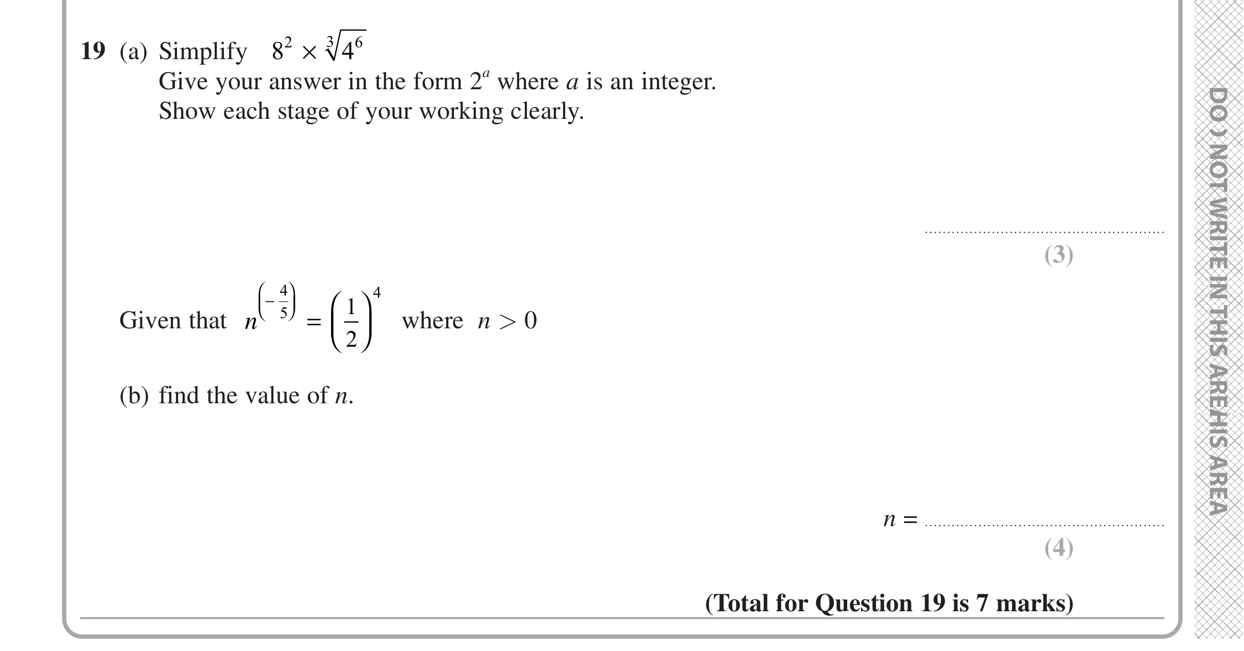 Question 19 — Powers — Edexcel iGCSE Jan 2021