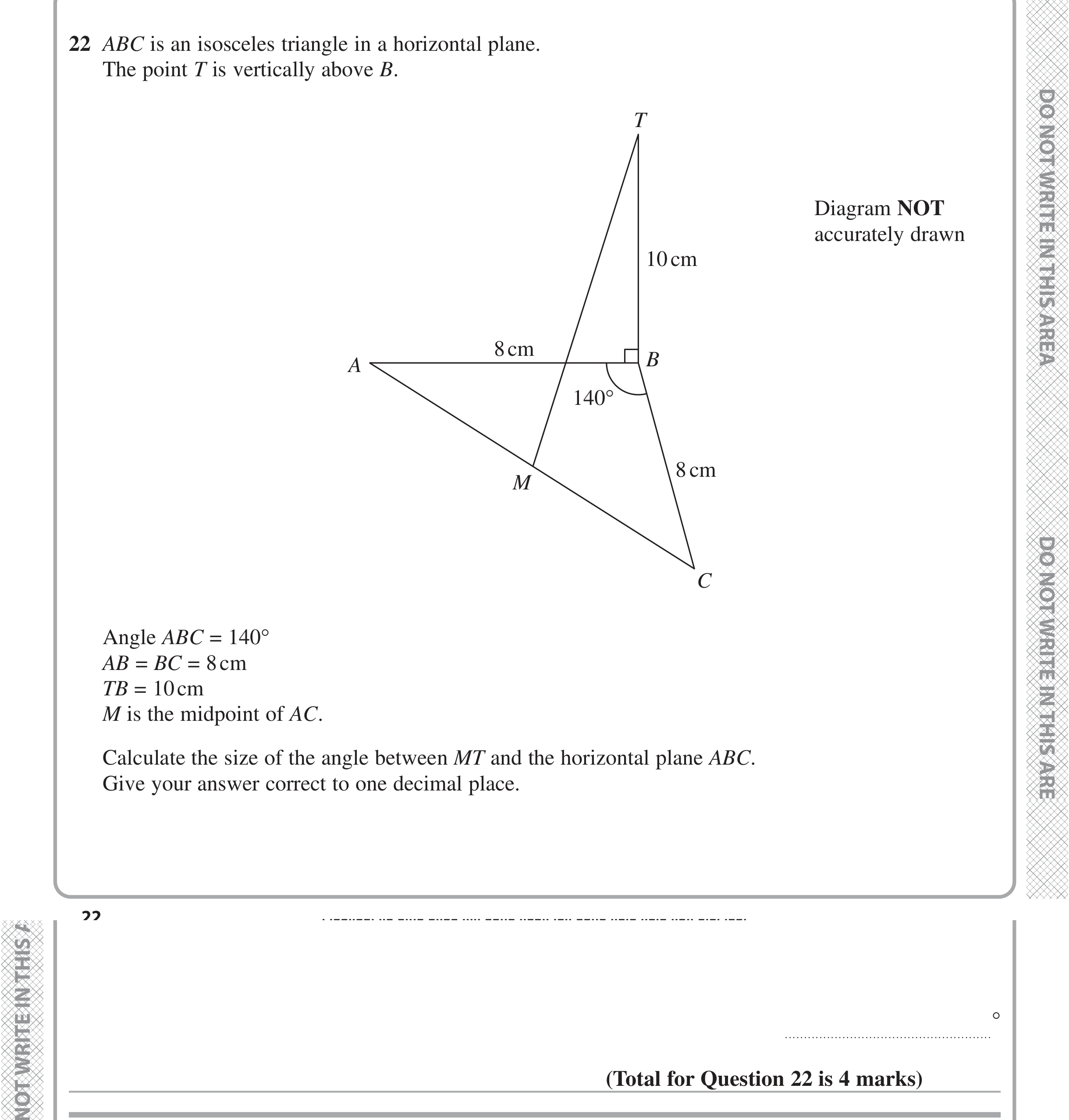 Question 22 — 3D Pythagoras, Soh Cah Toa — Edexcel iGCSE Jan 2021