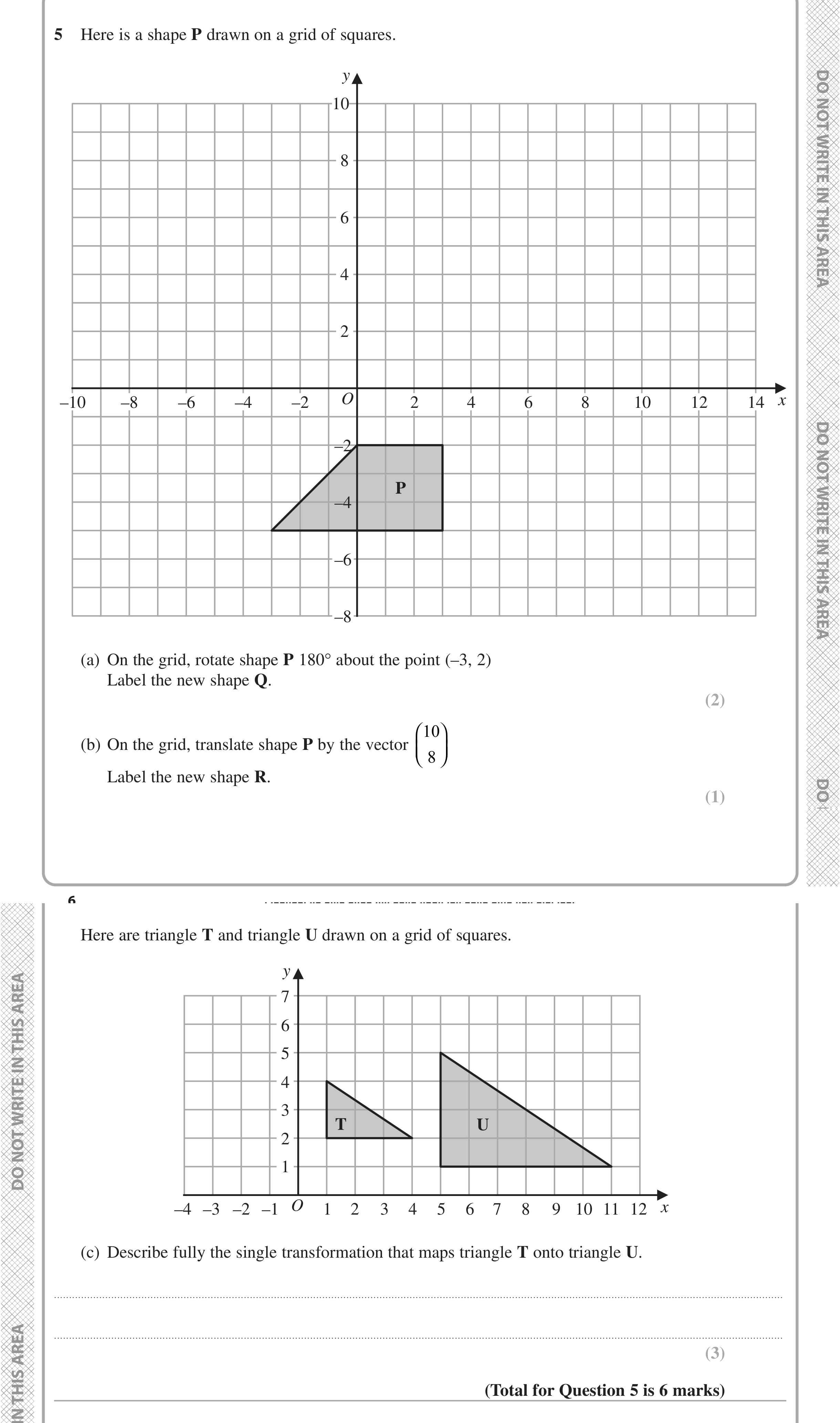 Question 5 — Rotations/Reflections/Translations/Enlargements — Edexcel iGCSE Jan 2021