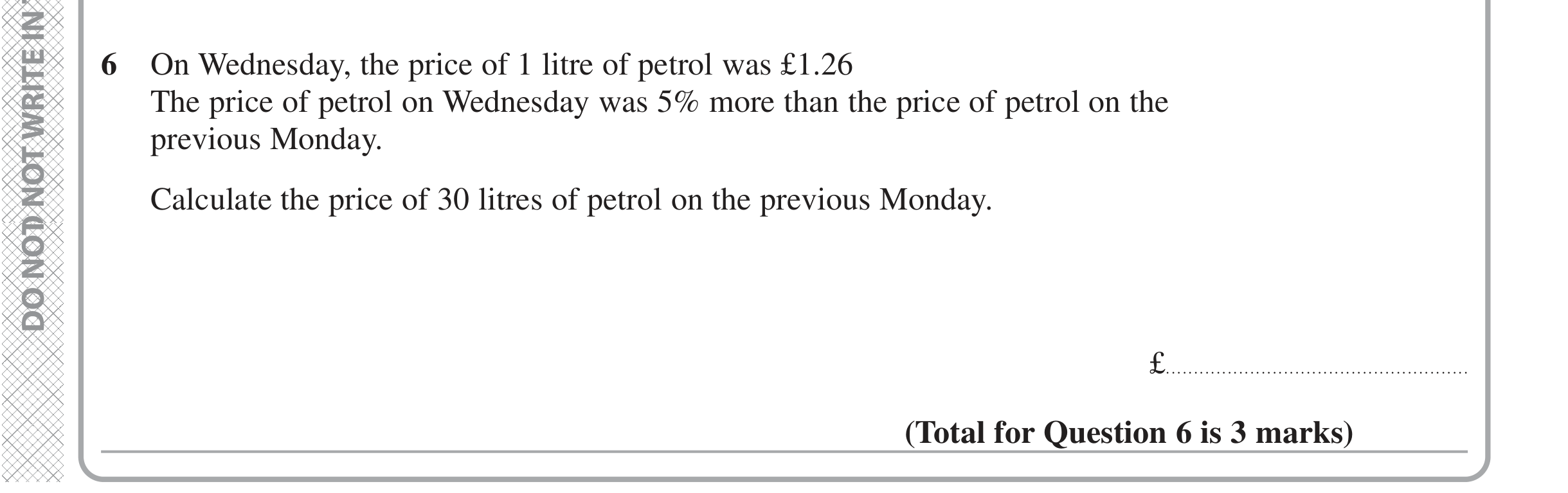 Question 6 — Percentages — Edexcel iGCSE Jan 2021