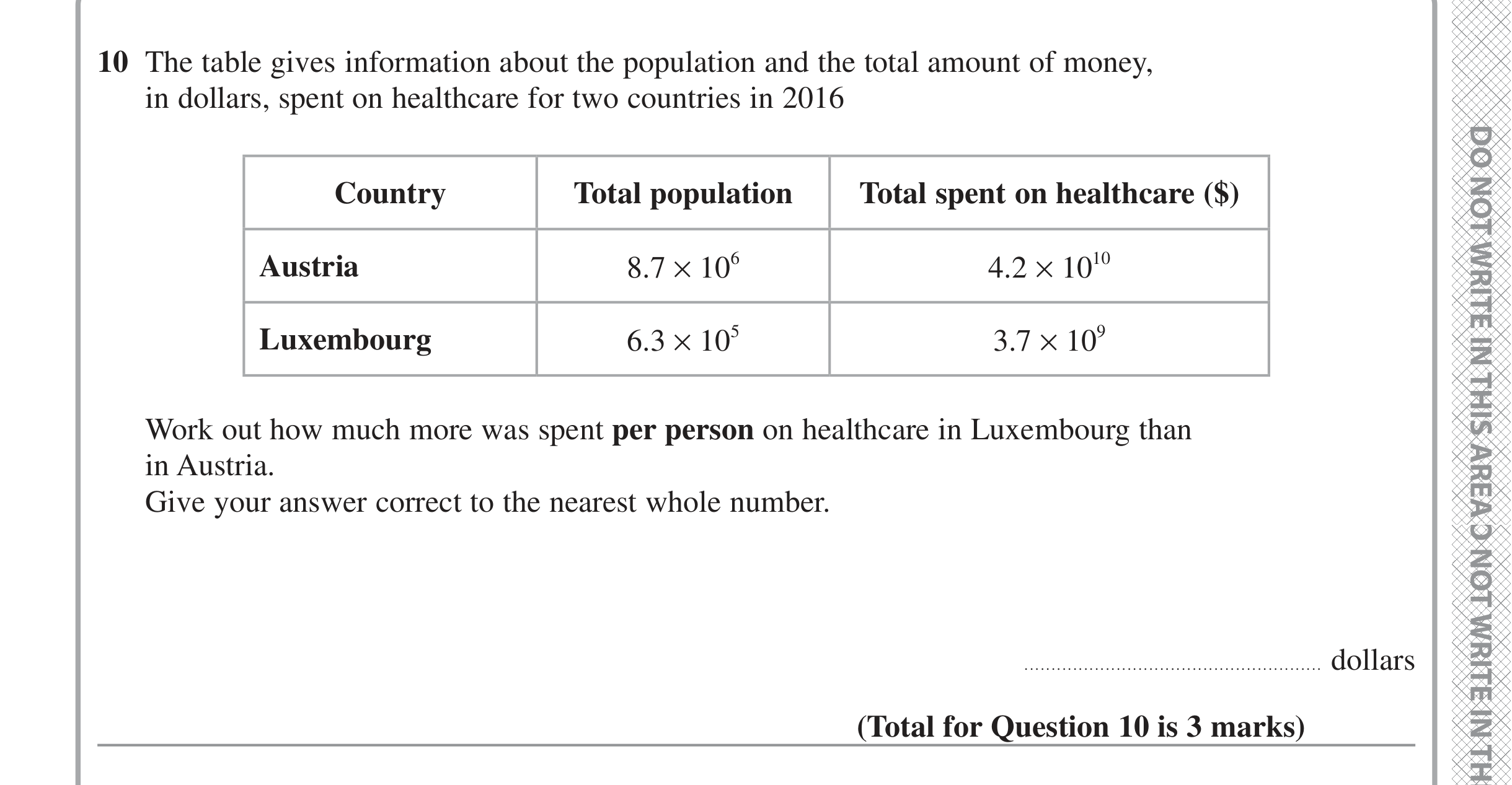 Question 10 — Standard Form — Edexcel iGCSE Jan 2022