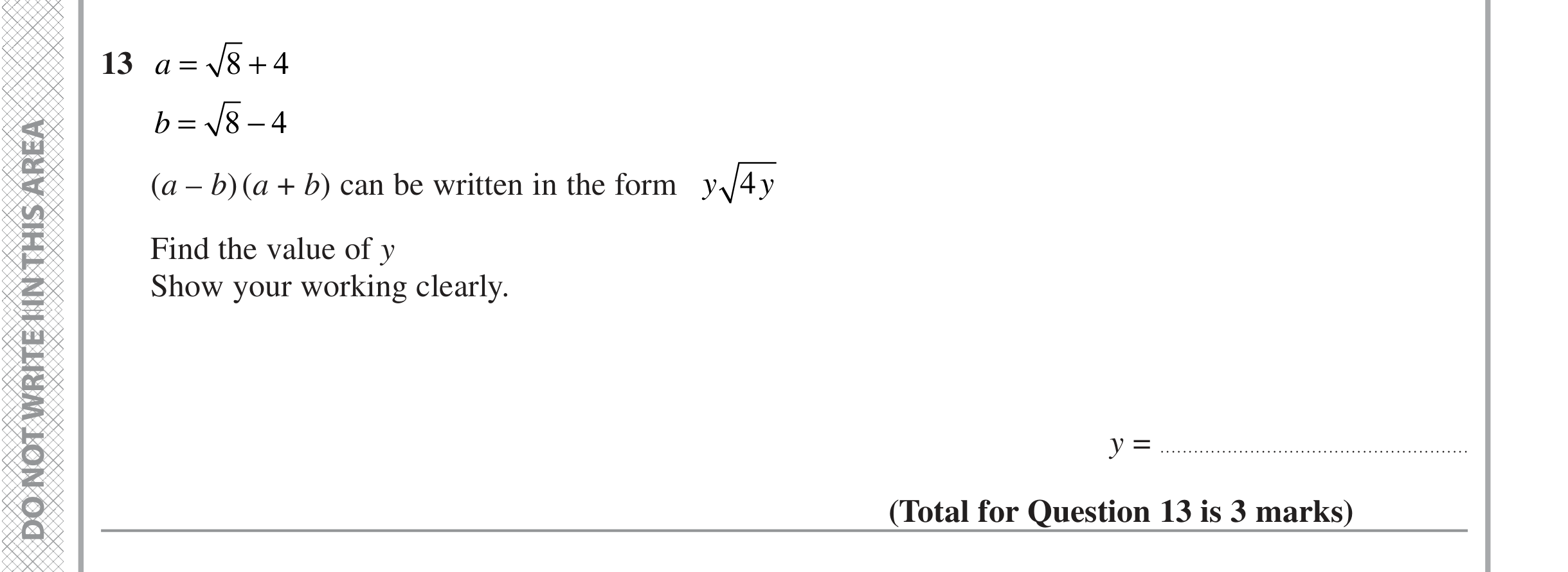 Question 13 — Surds — Edexcel iGCSE Jan 2022