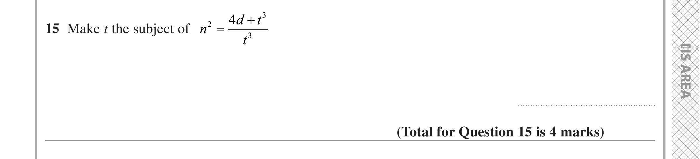 Question 15 — Formulae — Edexcel iGCSE Jan 2022