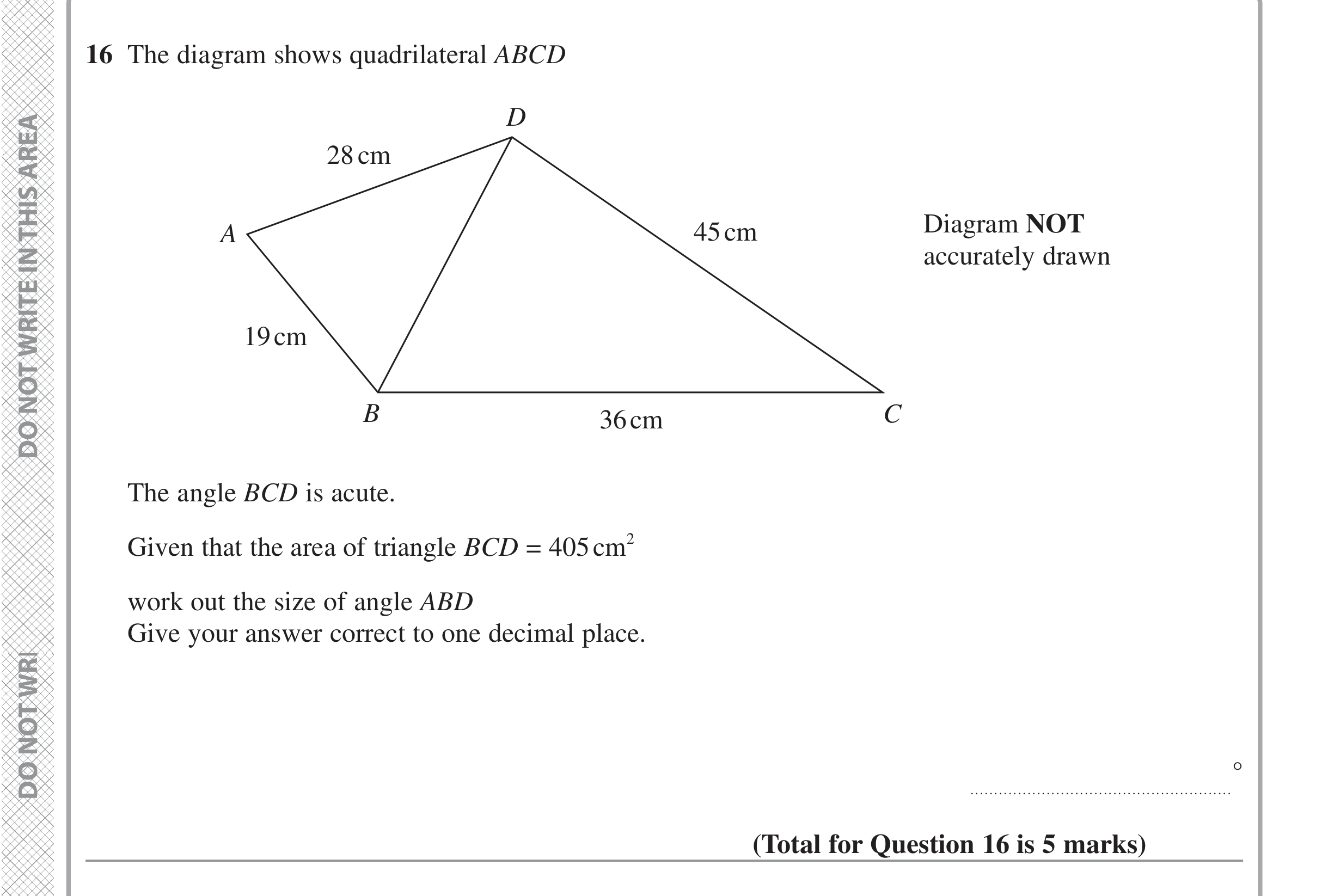 Question 16 — Sine/Cosine Rule — Edexcel iGCSE Jan 2022