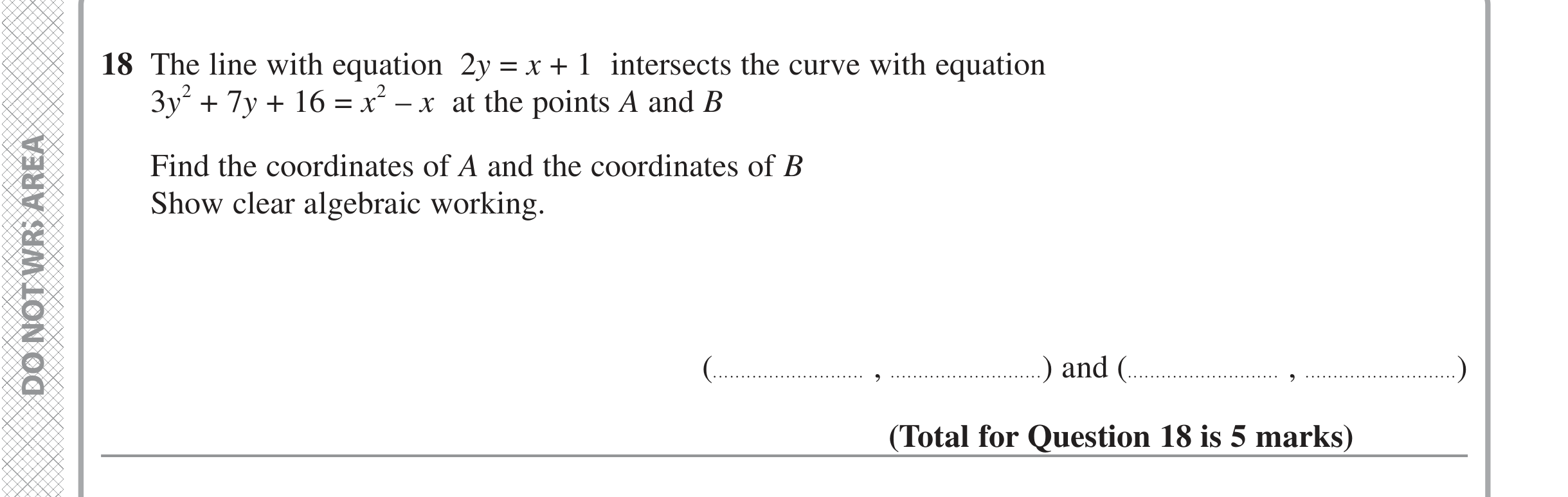 Question 18 — Simultaneous Equations — Edexcel iGCSE Jan 2022