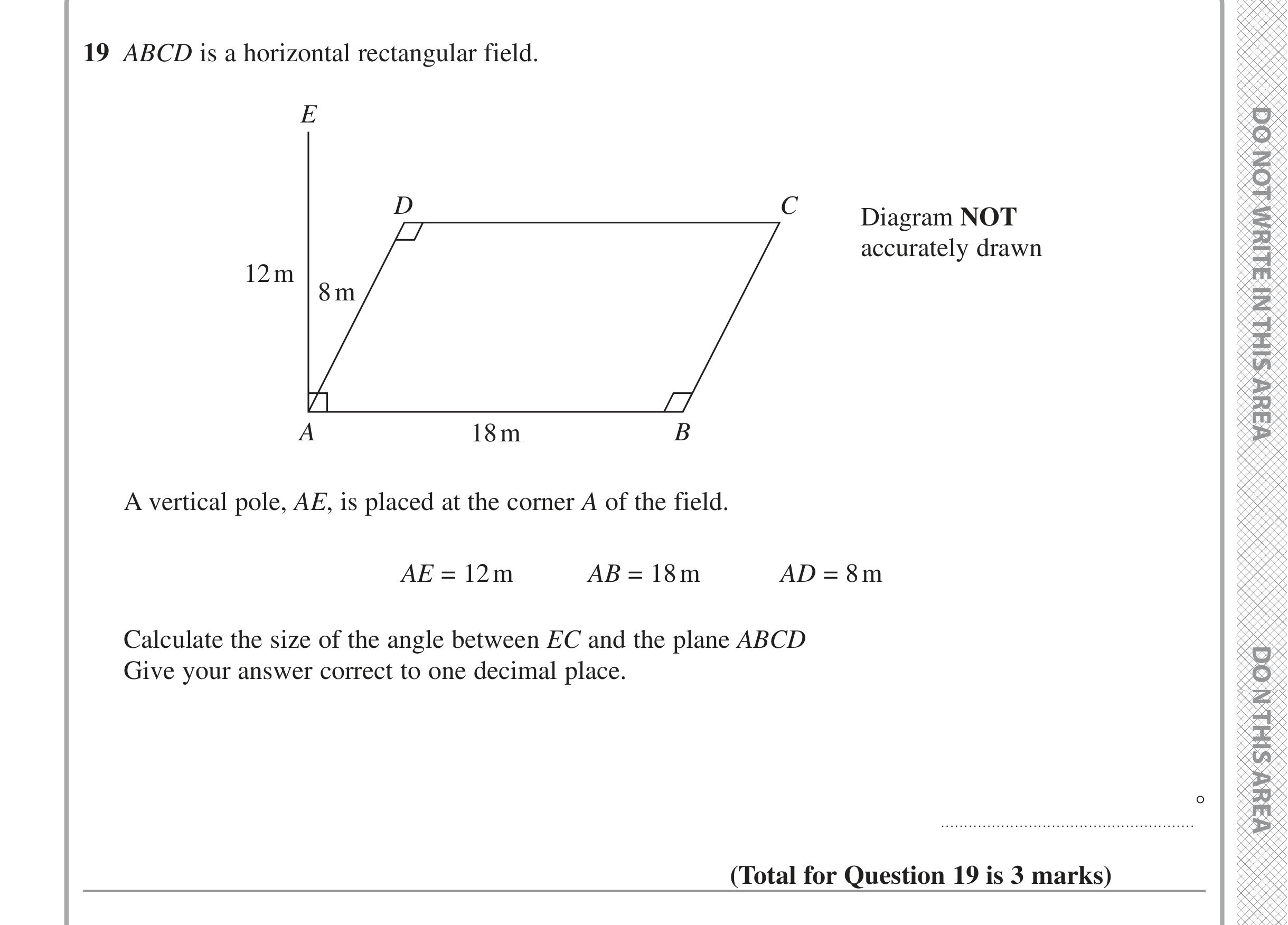 Question 19 — 3D Pythagoras, Soh Cah Toa — Edexcel iGCSE Jan 2022