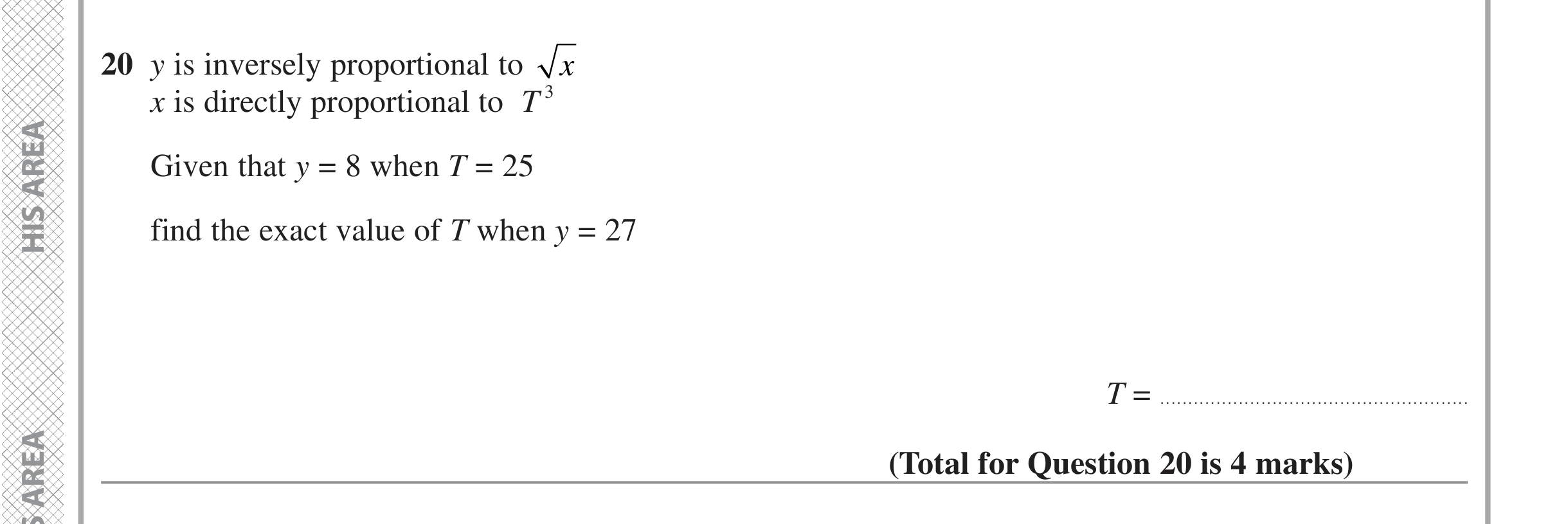 Question 20 — Proportion — Edexcel iGCSE Jan 2022