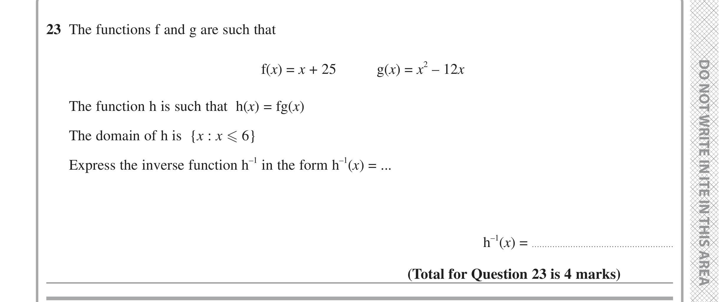 Question 23 — Functions — Edexcel iGCSE Jan 2022