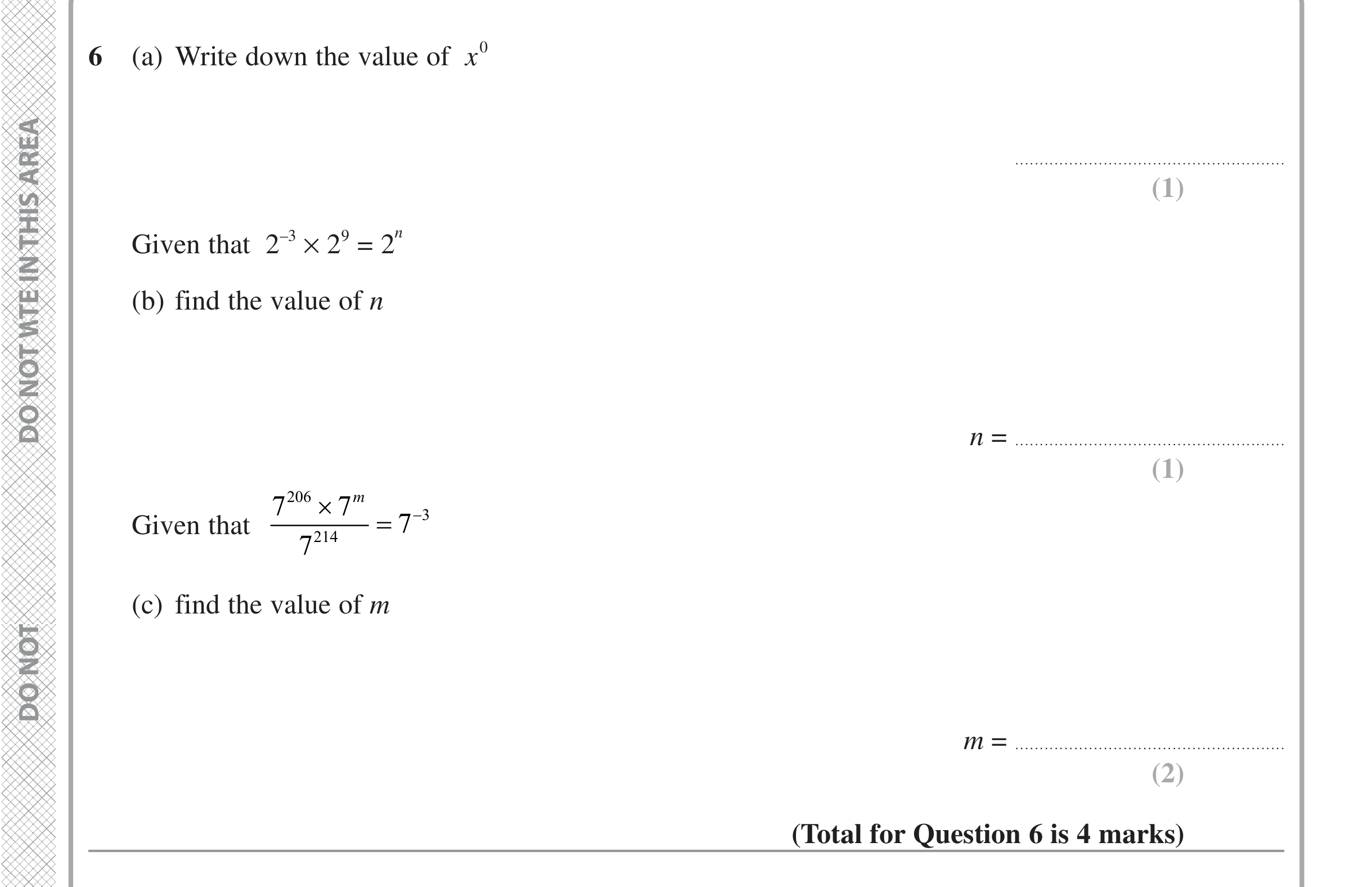 Question 6 — Powers — Edexcel iGCSE Jan 2022