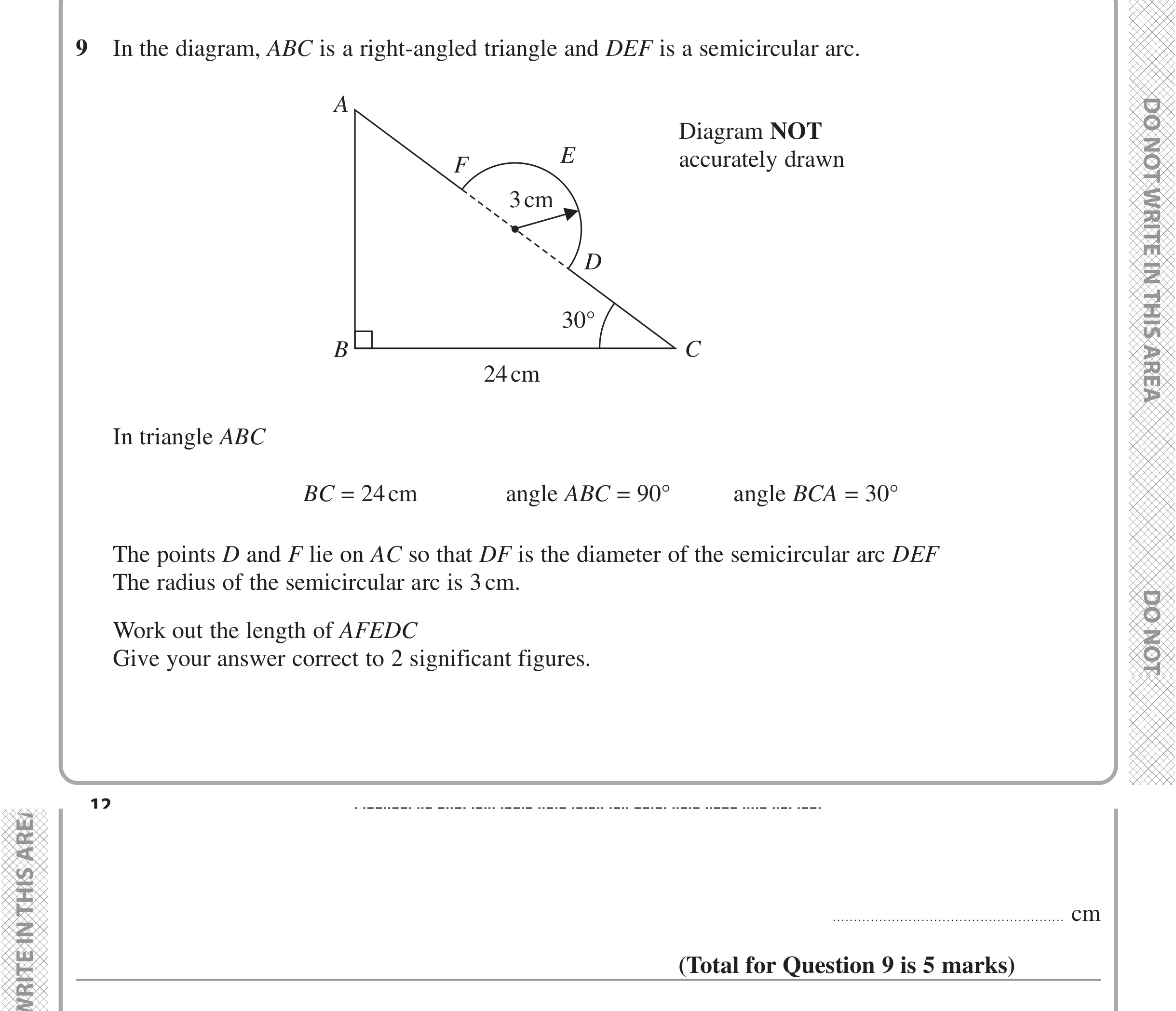 Question 9 — Soh Cah Toa, Circles — Edexcel iGCSE Jan 2022