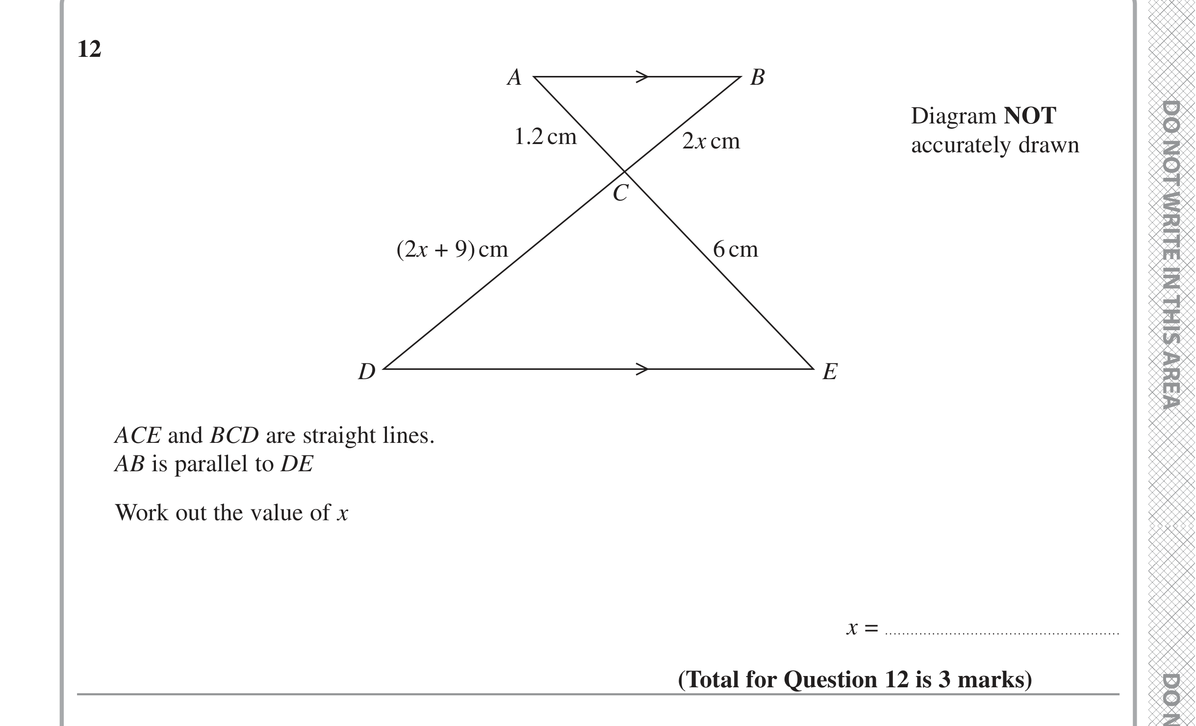 Question 12 — Congruence and Similarity — Edexcel iGCSE June 2022