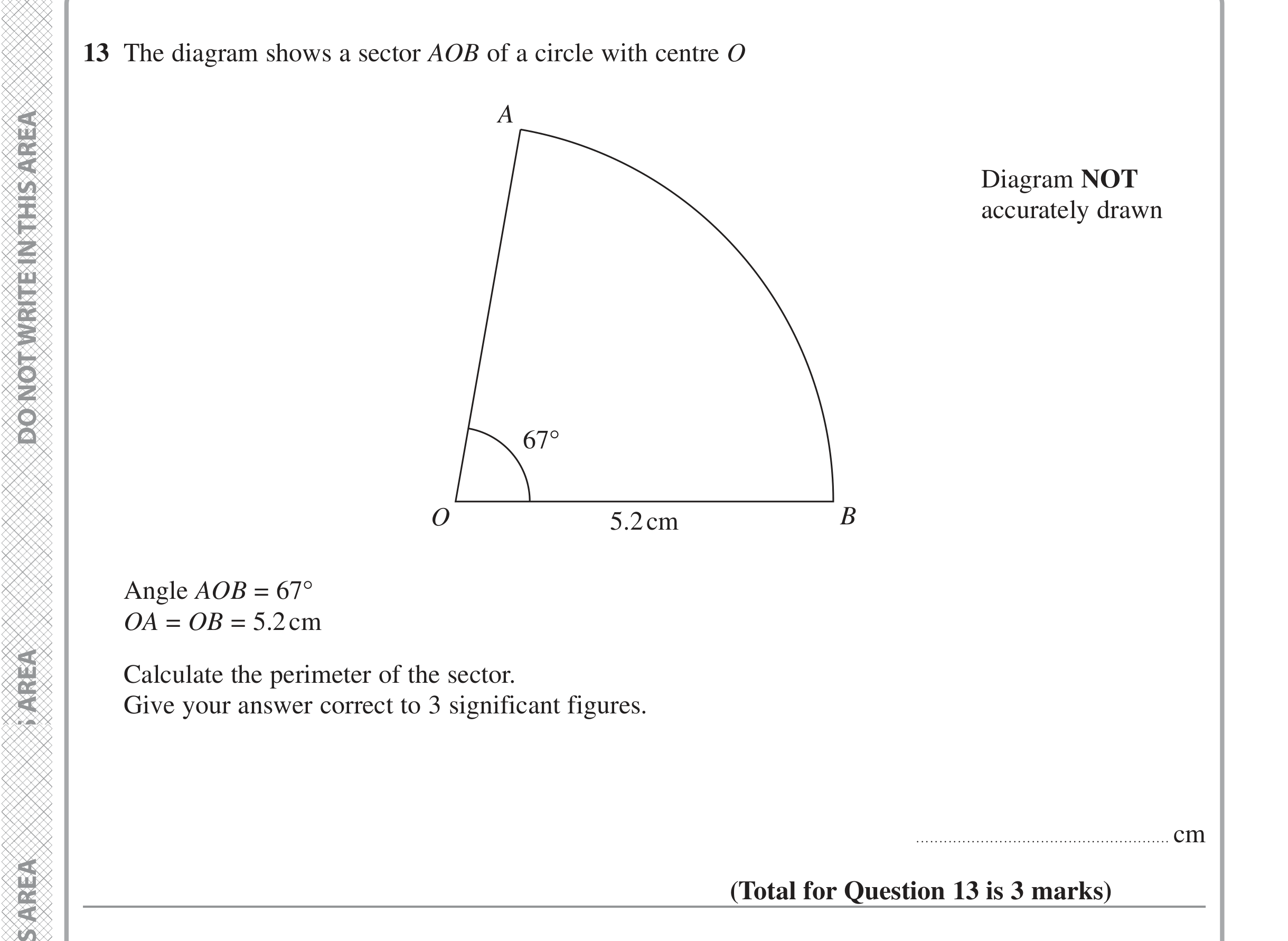 Question 13 — Sectors, Perimeter and Area — Edexcel iGCSE June 2022