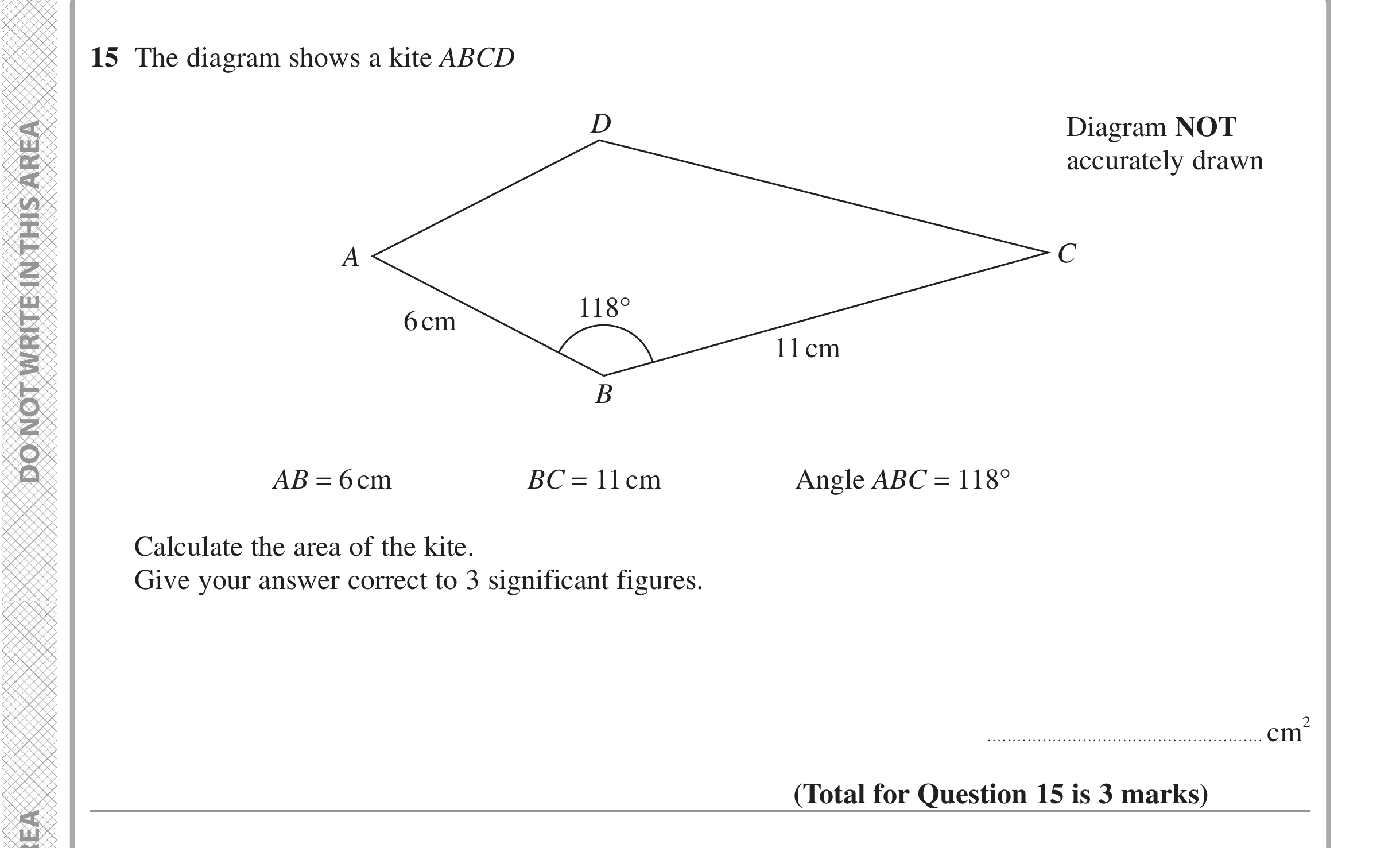 Question 15 — Sine/Cosine Rule, Perimeter and Area — Edexcel iGCSE June 2022