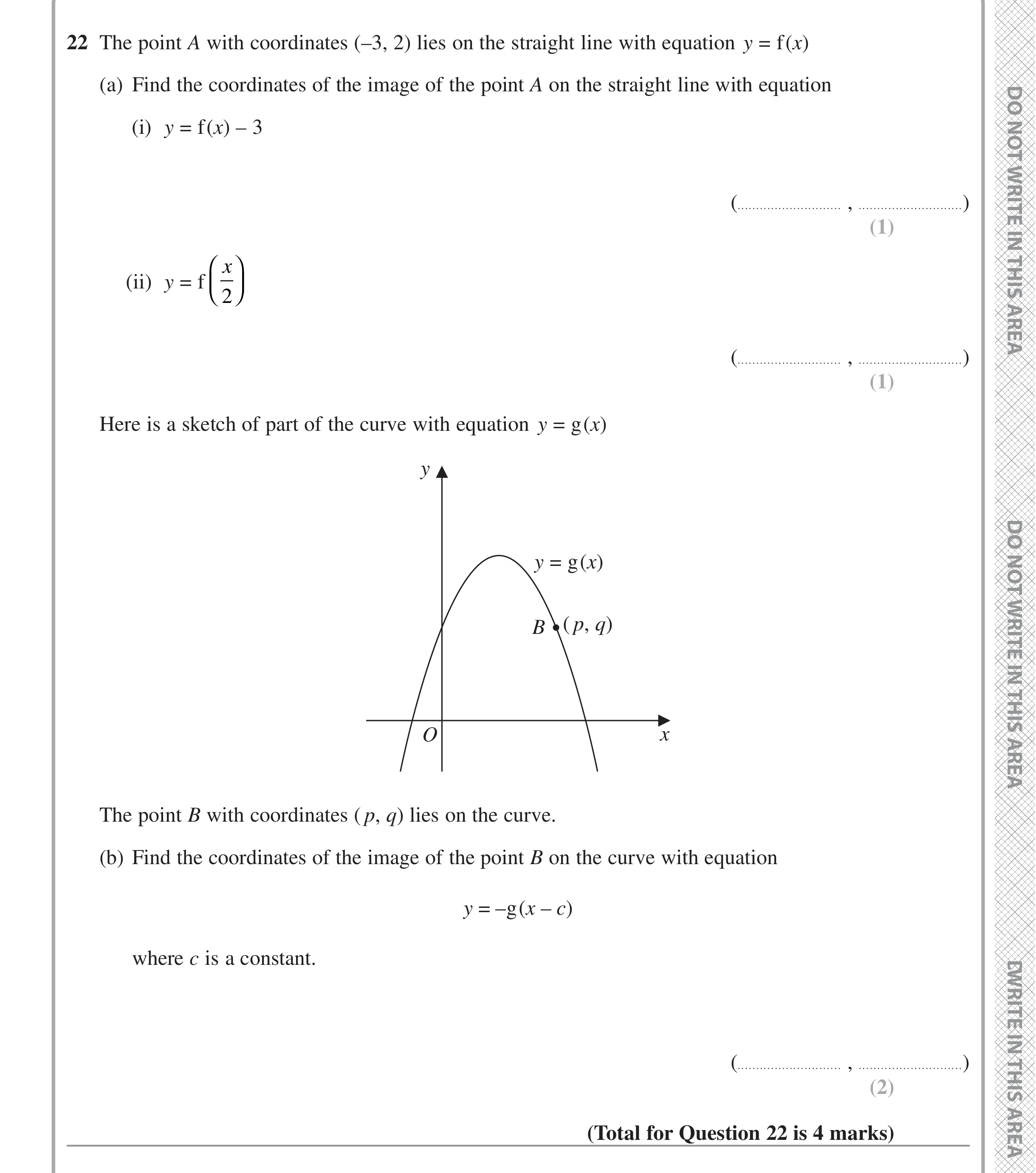 Question 22 — Graph Transformations — Edexcel iGCSE June 2022