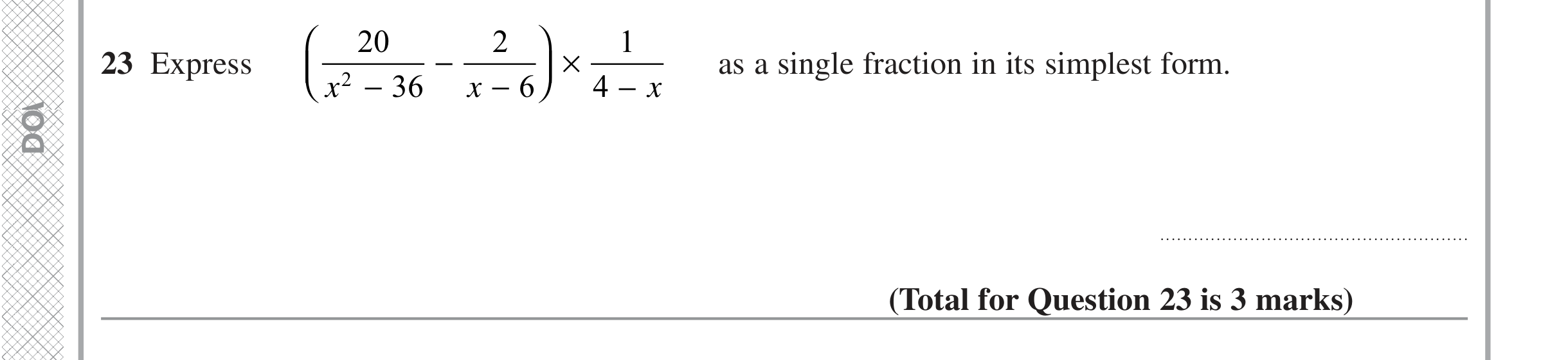 Question 23 — Algebra Fractions — Edexcel iGCSE June 2022