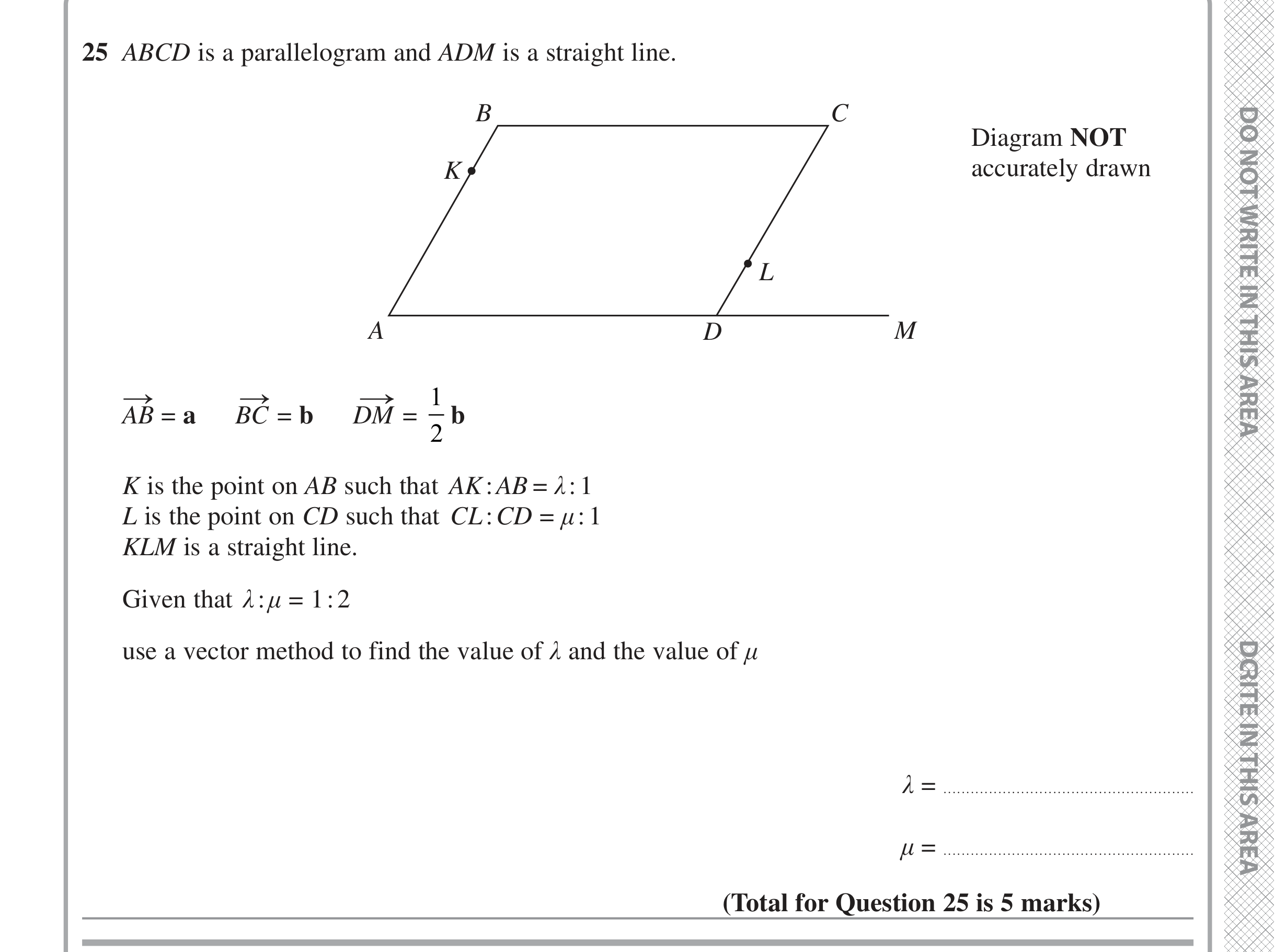 Question 25 — Vectors — Edexcel iGCSE June 2022
