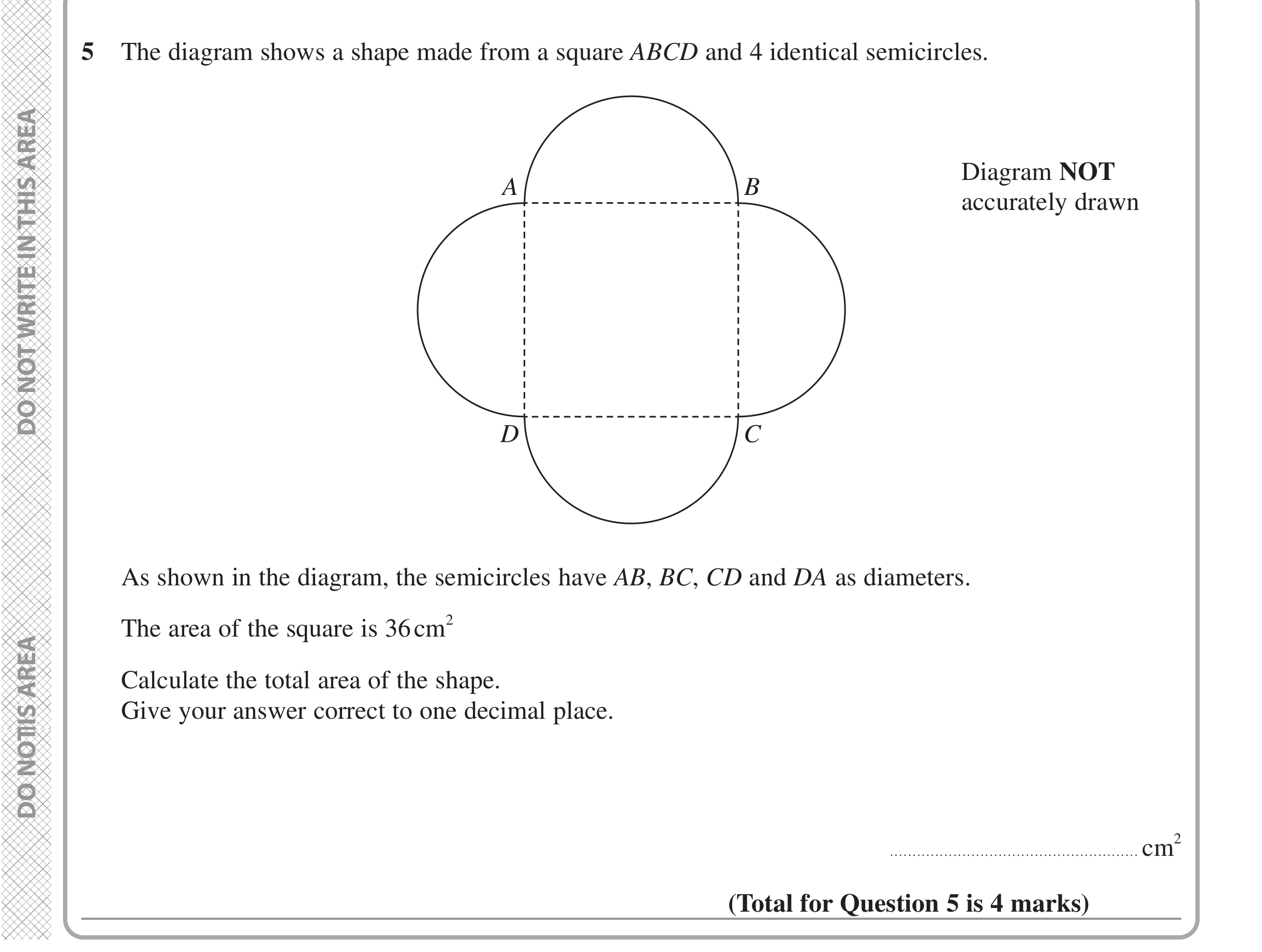 Question 5 — Perimeter and Area, Circles — Edexcel iGCSE June 2022