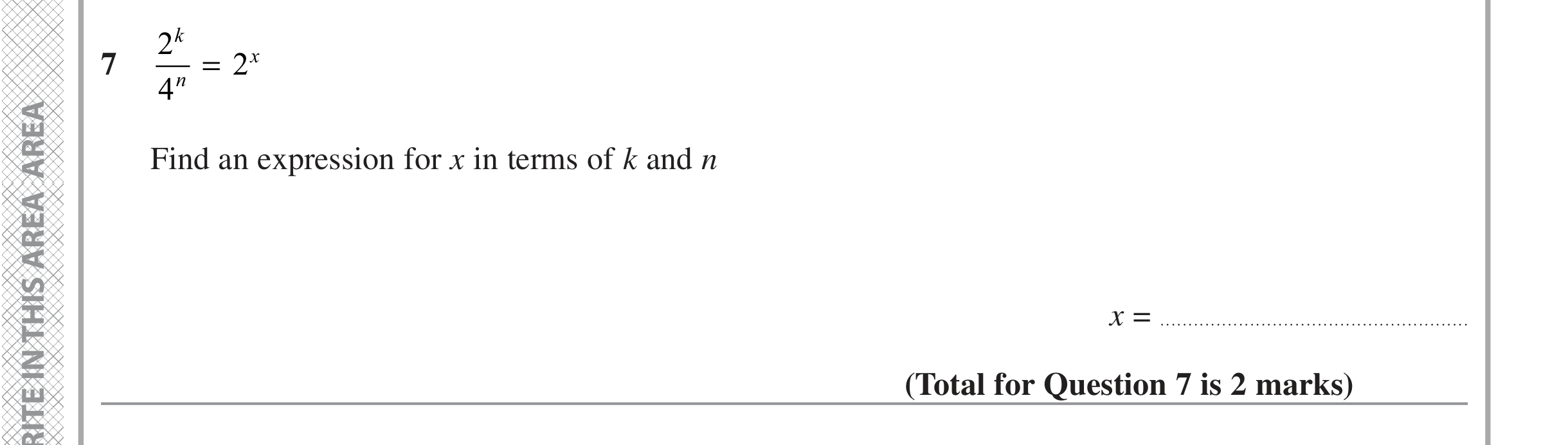 Question 7 — Powers — Edexcel iGCSE June 2022