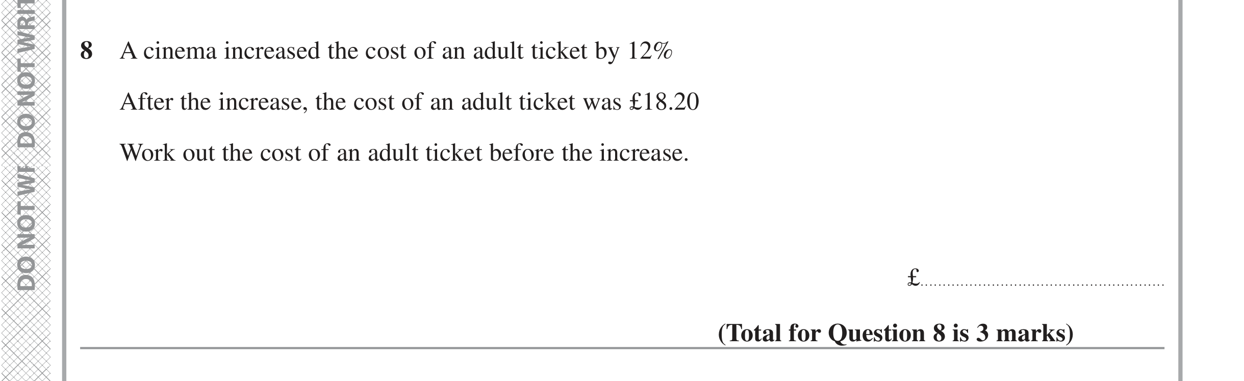 Question 8 — Percentages — Edexcel iGCSE June 2022