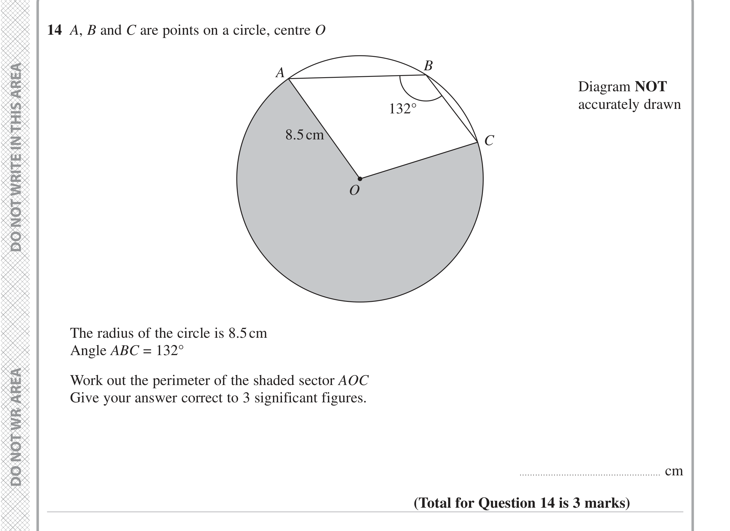 Question 14 — Circle Theorems, Sectors — Edexcel iGCSE Jan 2023