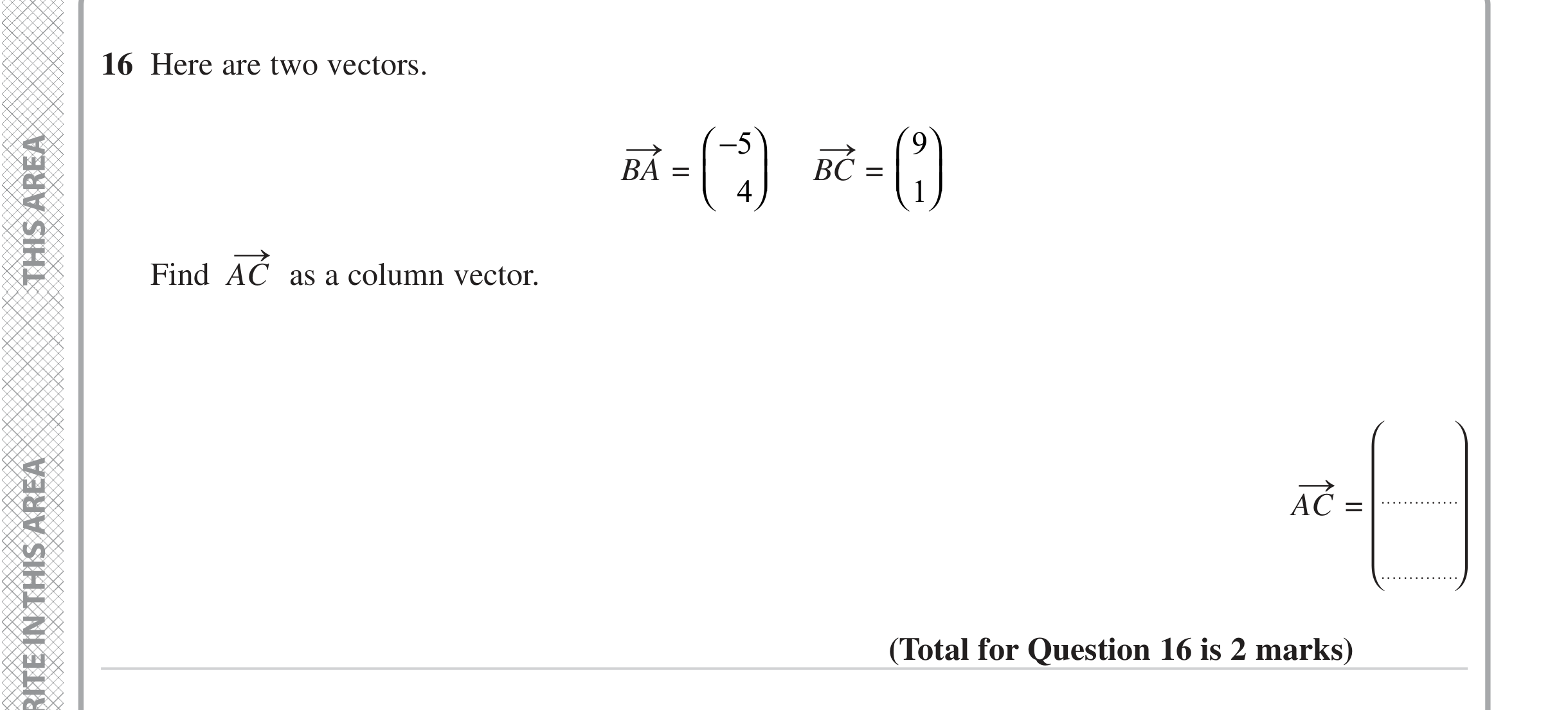 Question 16 — Vectors — Edexcel iGCSE Jan 2023