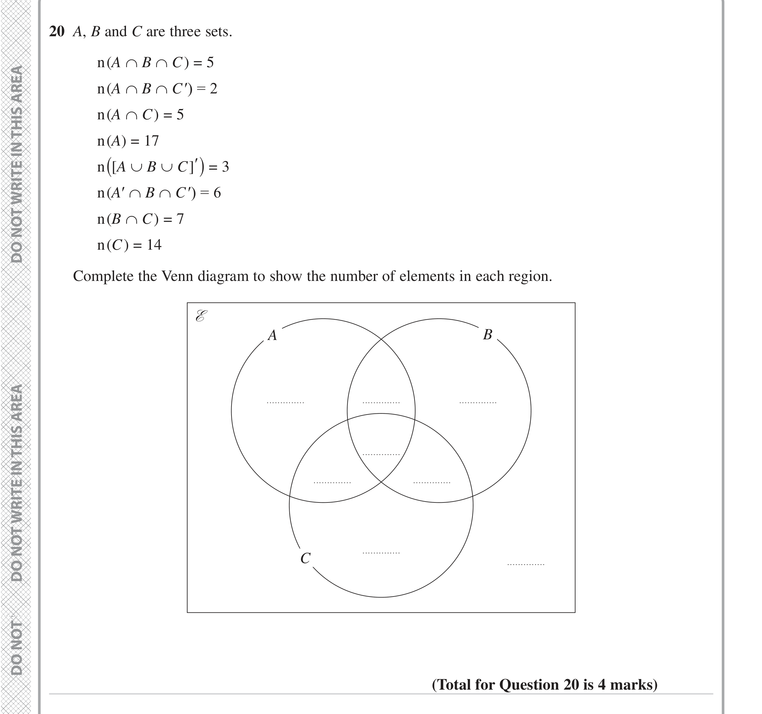 Question 20 — Set Notation — Edexcel iGCSE Jan 2023