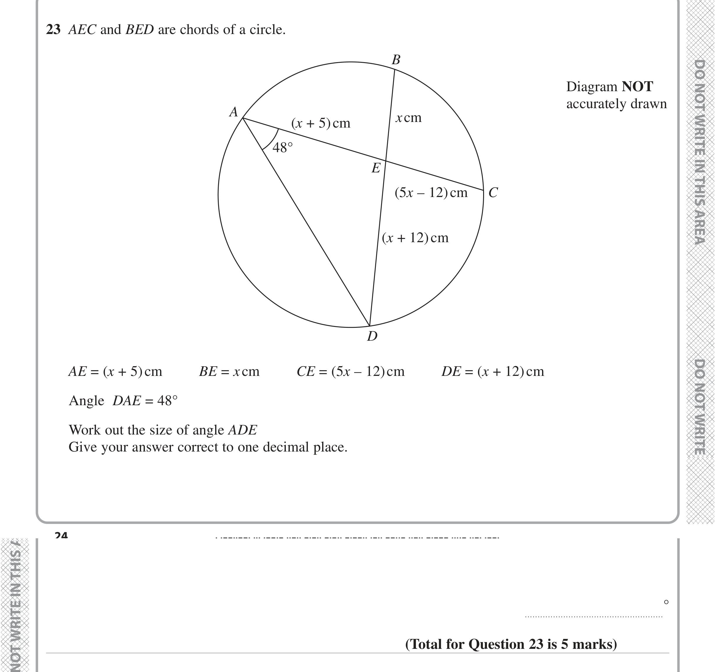 Question 23 — Circle Theorems, Sine/Cosine Rule — Edexcel iGCSE Jan 2023