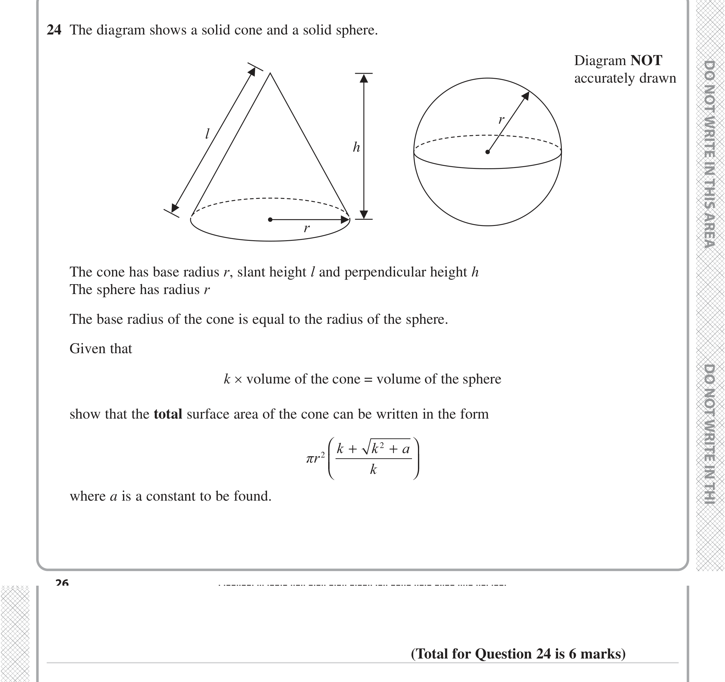 Question 24 — 3D Shapes and Volume, Surface Area — Edexcel iGCSE Jan 2023