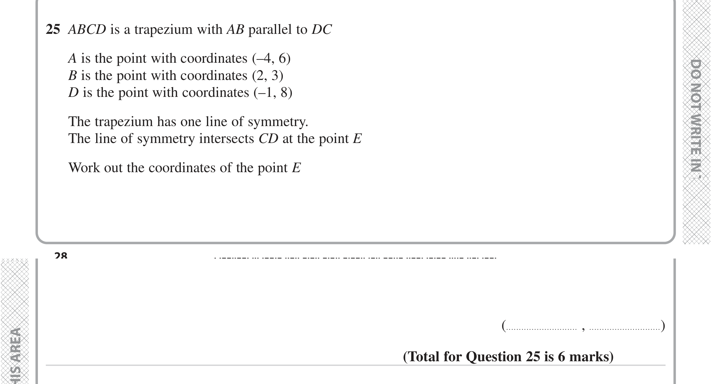 Question 25 — Straight Line Graphs, Symmetry — Edexcel iGCSE Jan 2023