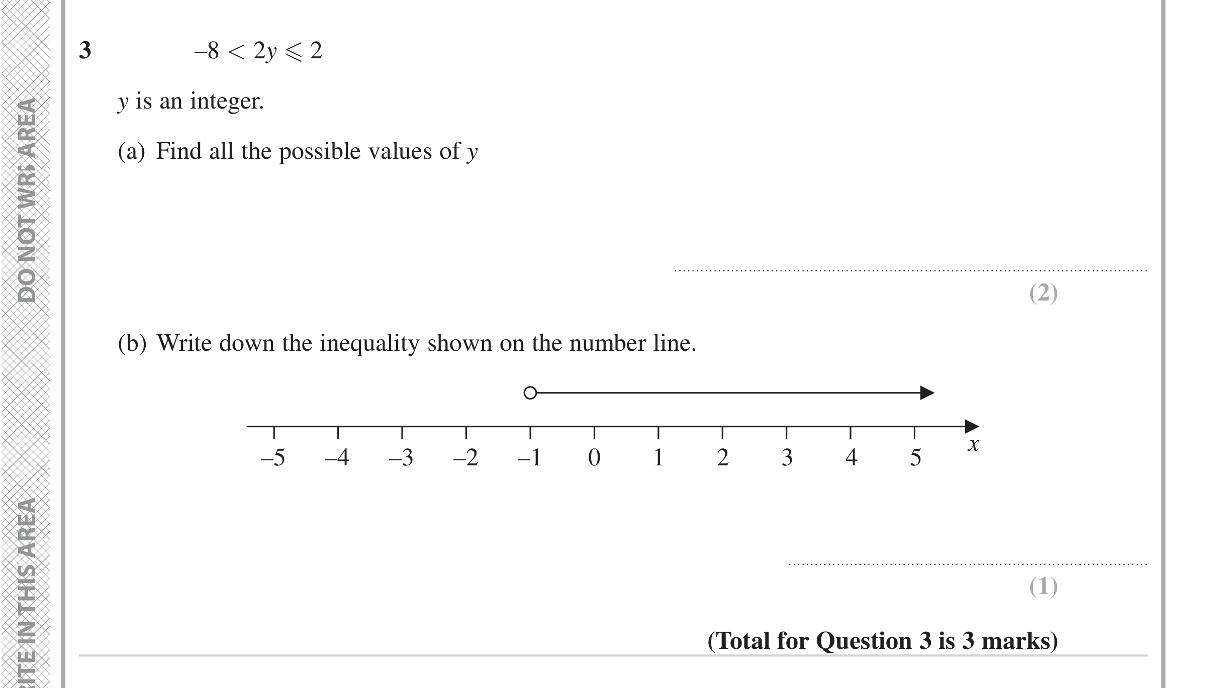 Question 3 — Inequalities — Edexcel iGCSE Jan 2023