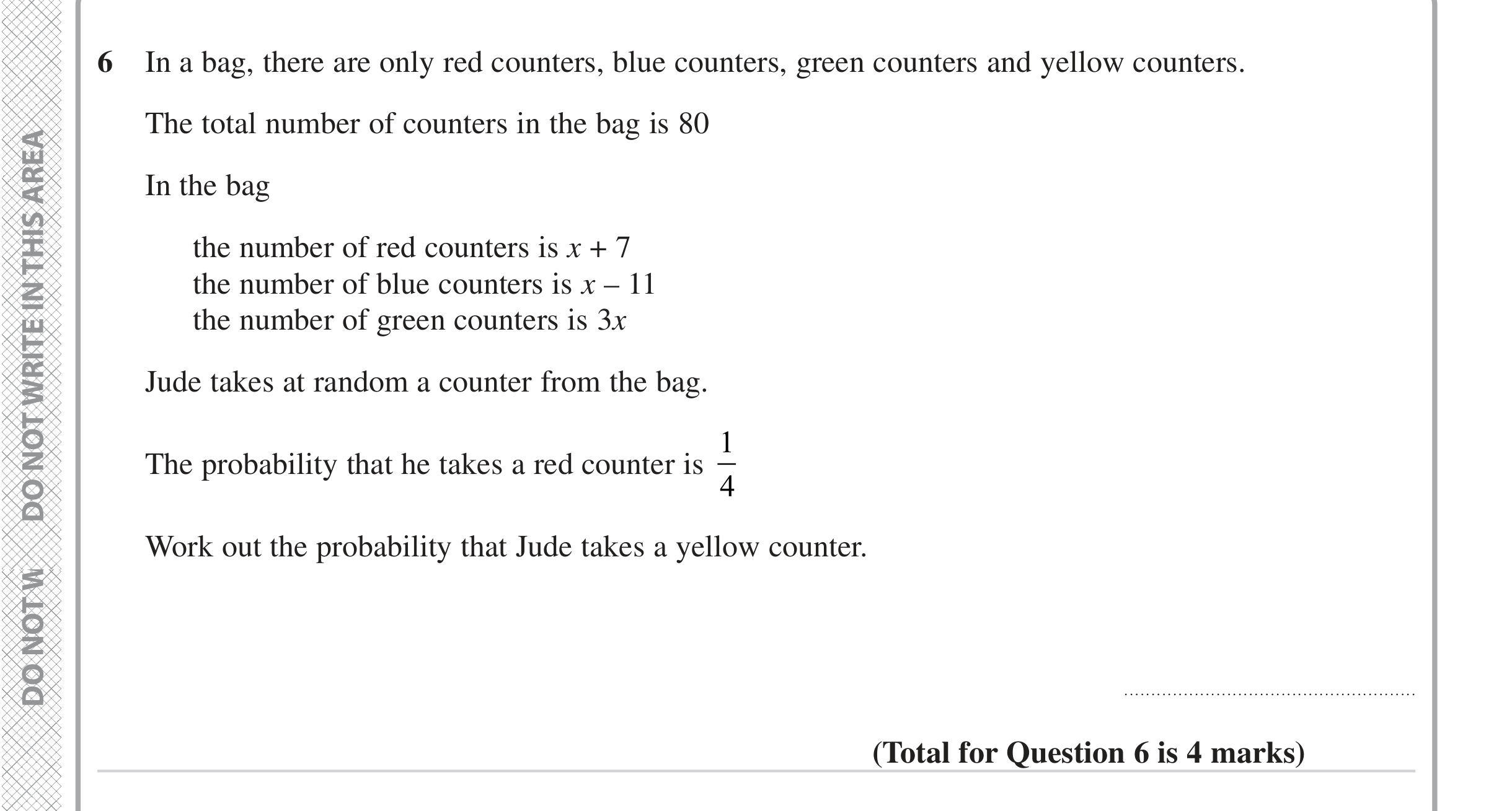Question 6 — Probability — Edexcel iGCSE Jan 2023