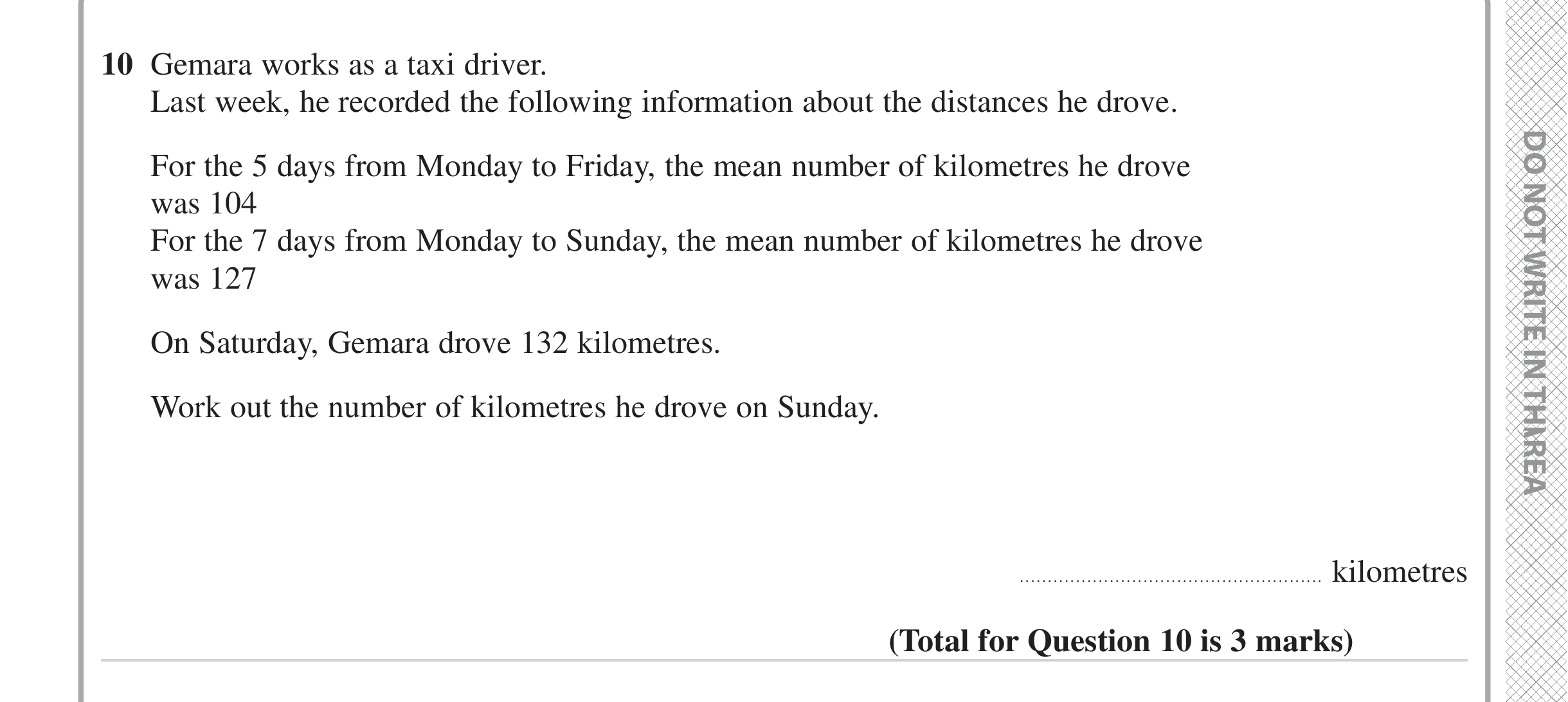 Question 10 — Mean/Median/Mode/Range — Edexcel iGCSE June 2023