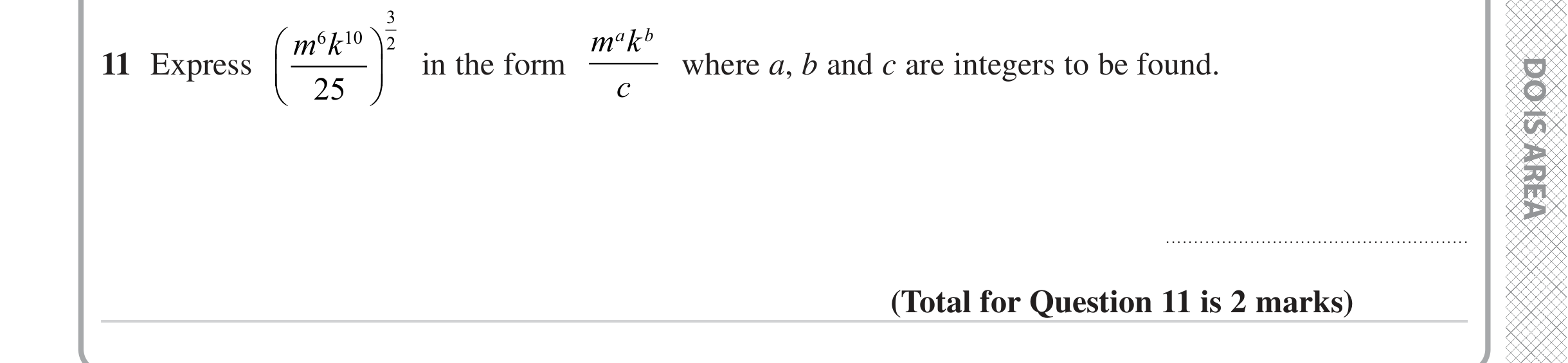 Question 11 — Powers — Edexcel iGCSE June 2023