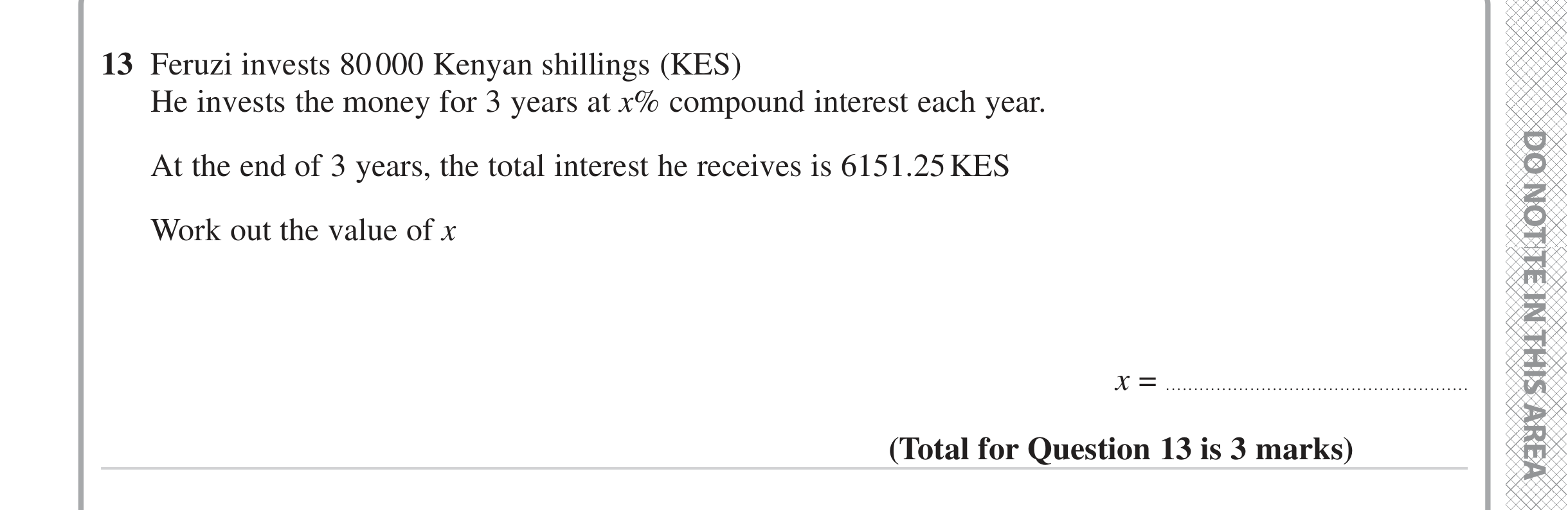 Question 13 — Compound Interest — Edexcel iGCSE June 2023