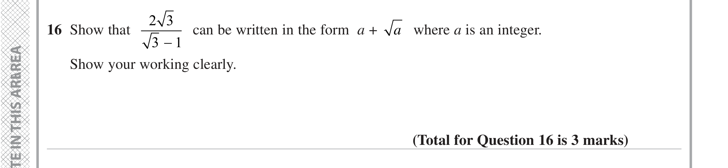 Question 16 — Surds — Edexcel iGCSE June 2023