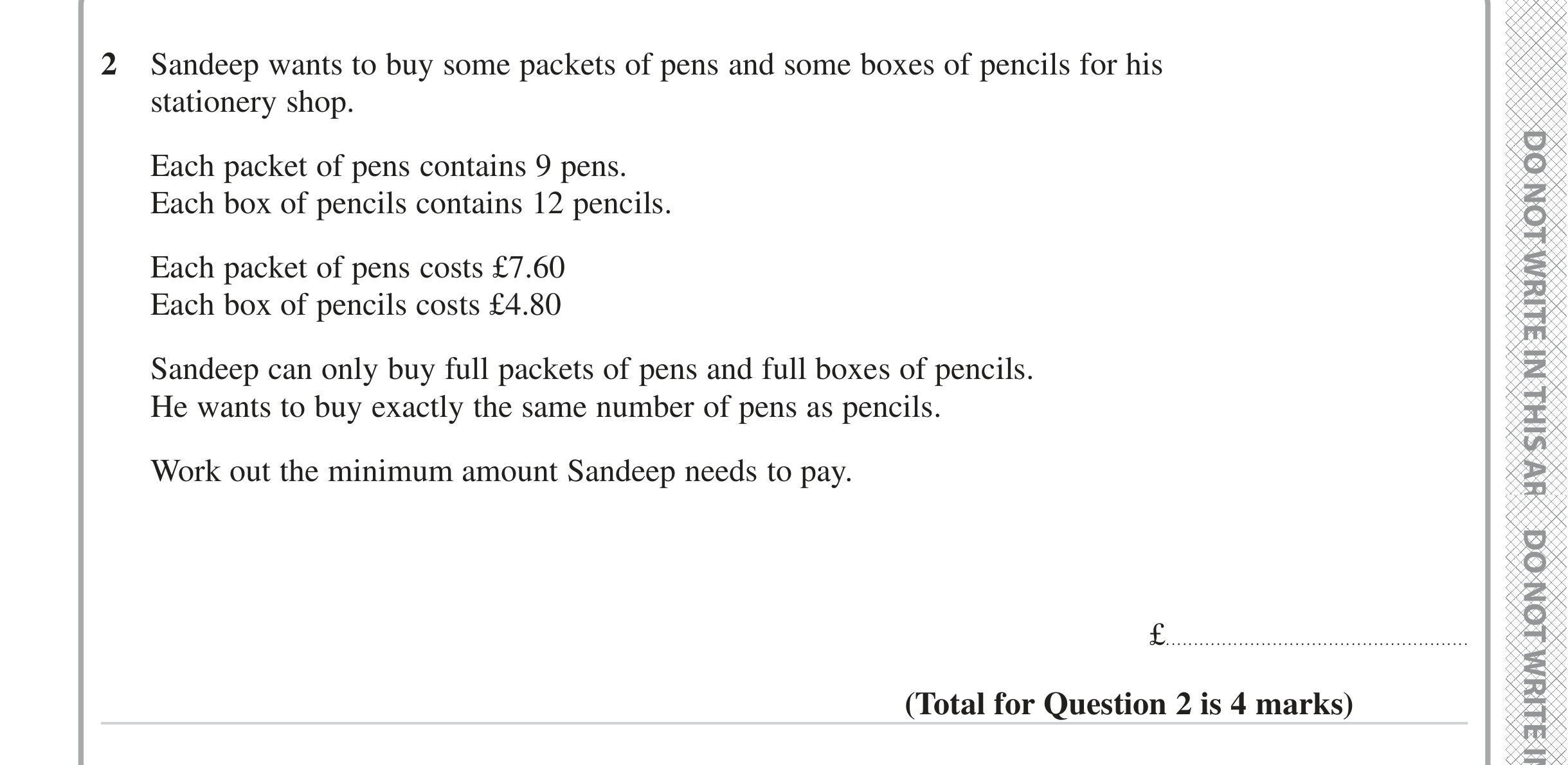 Question 2 — Money Problems — Edexcel iGCSE June 2023