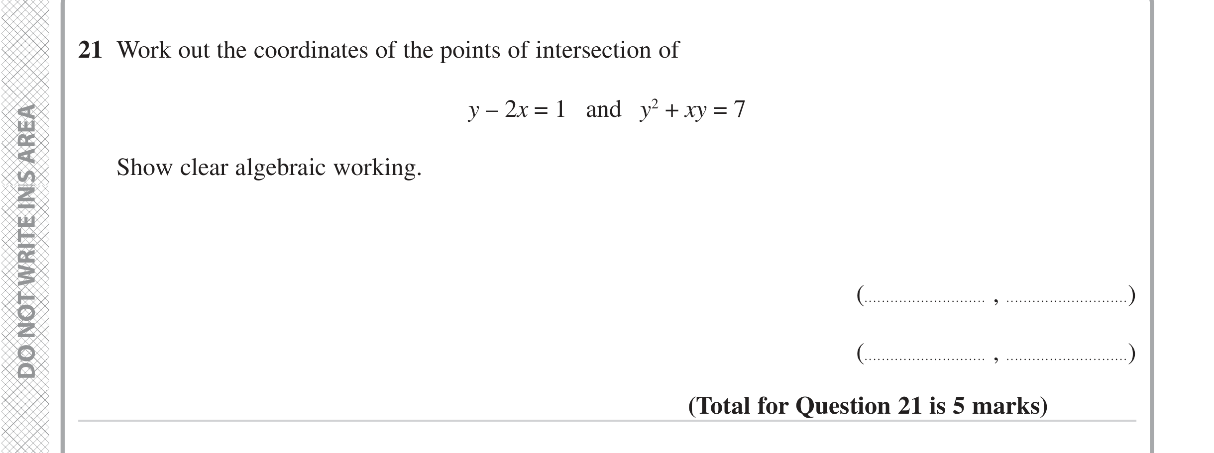 Question 21 — Simultaneous Equations — Edexcel iGCSE June 2023