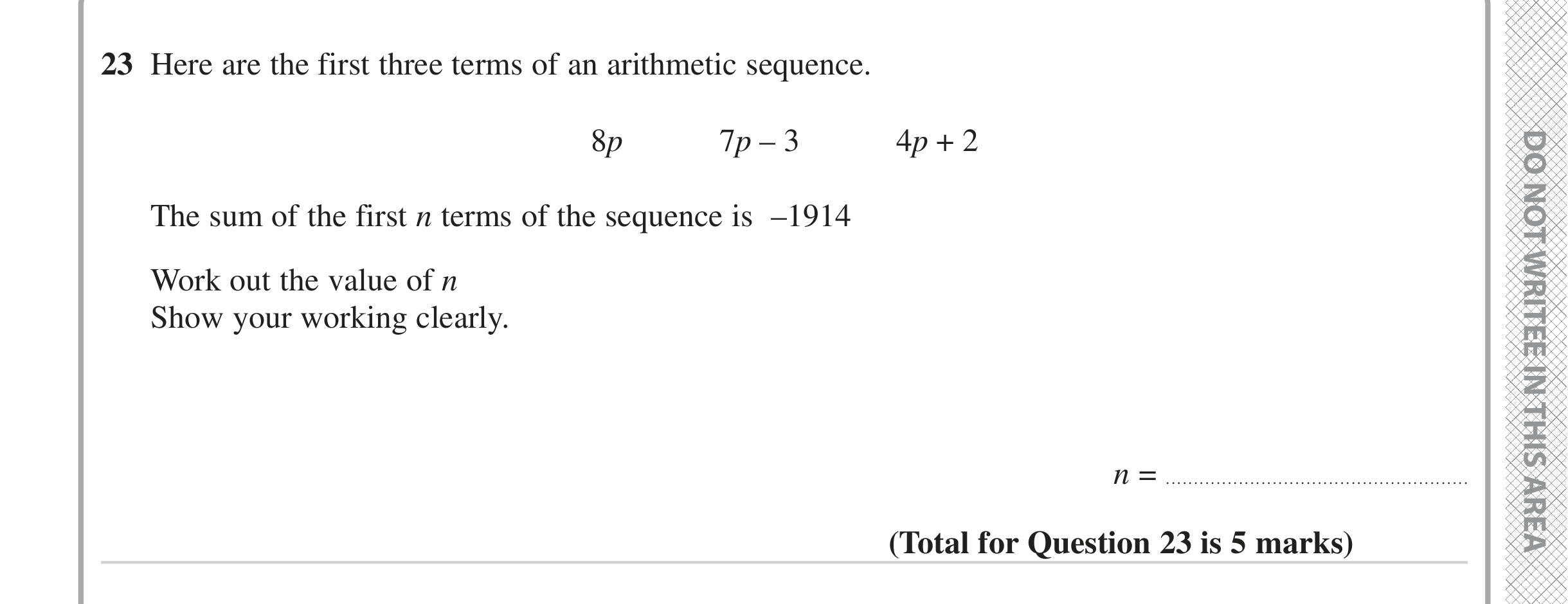 Question 23 — Sequences — Edexcel iGCSE June 2023
