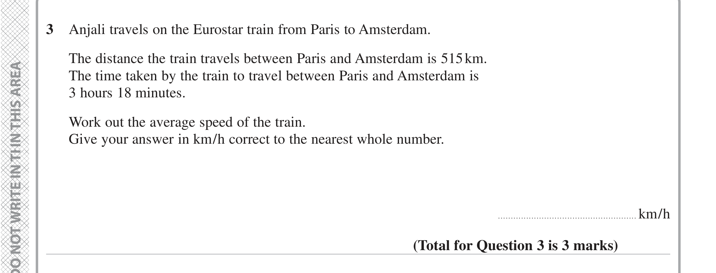 Question 3 — Speed/Distance/Time/Density/Pressure, Unit Conversions — Edexcel iGCSE June 2023