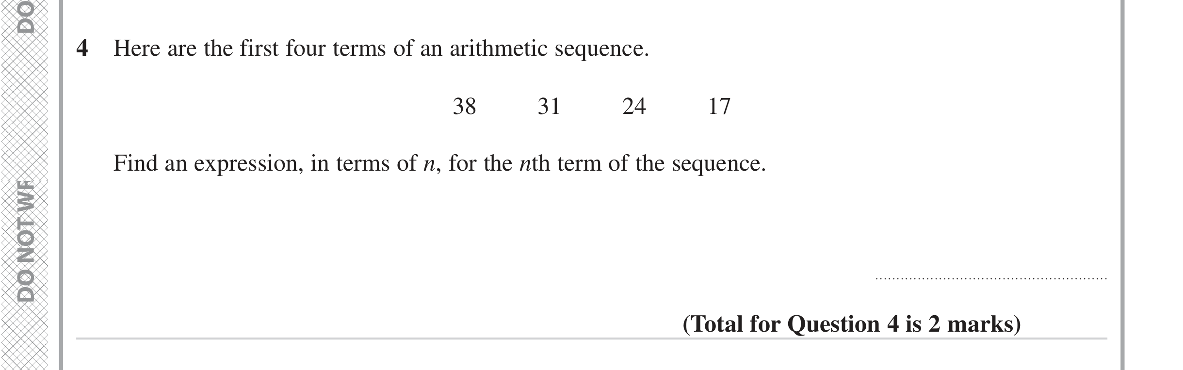 Question 4 — Sequences — Edexcel iGCSE June 2023