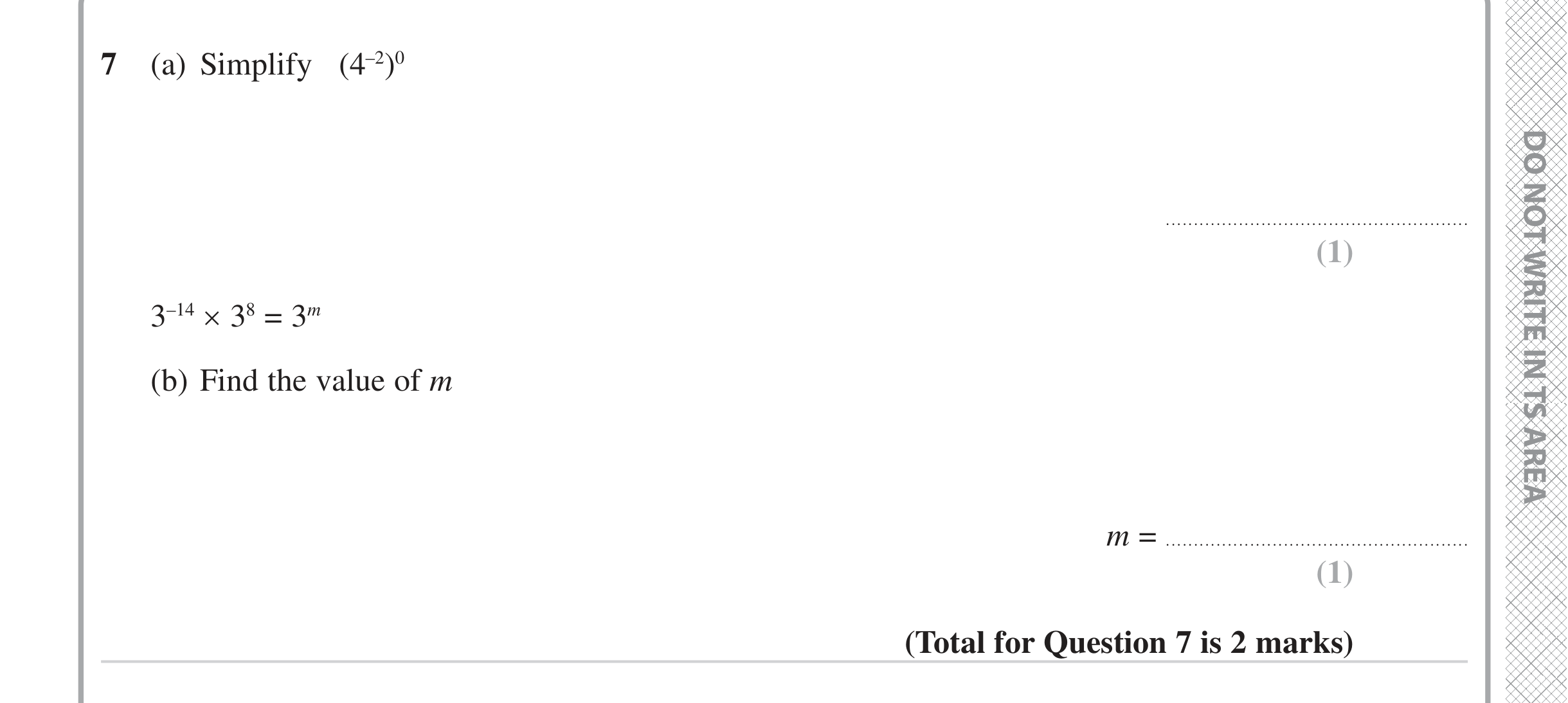 Question 7 — Powers — Edexcel iGCSE June 2023