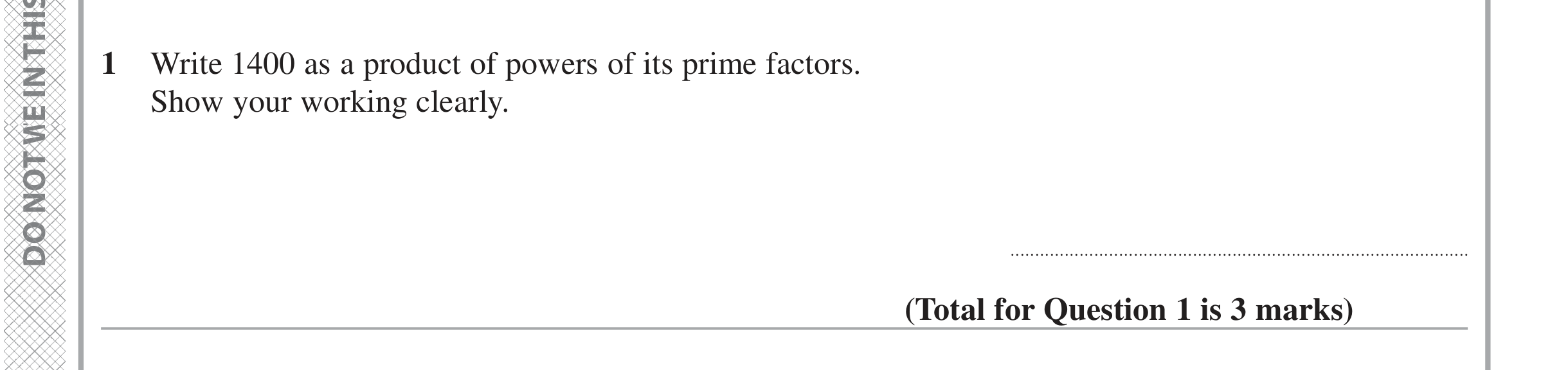 Question 1 — Prime Factors — Edexcel iGCSE June 2024