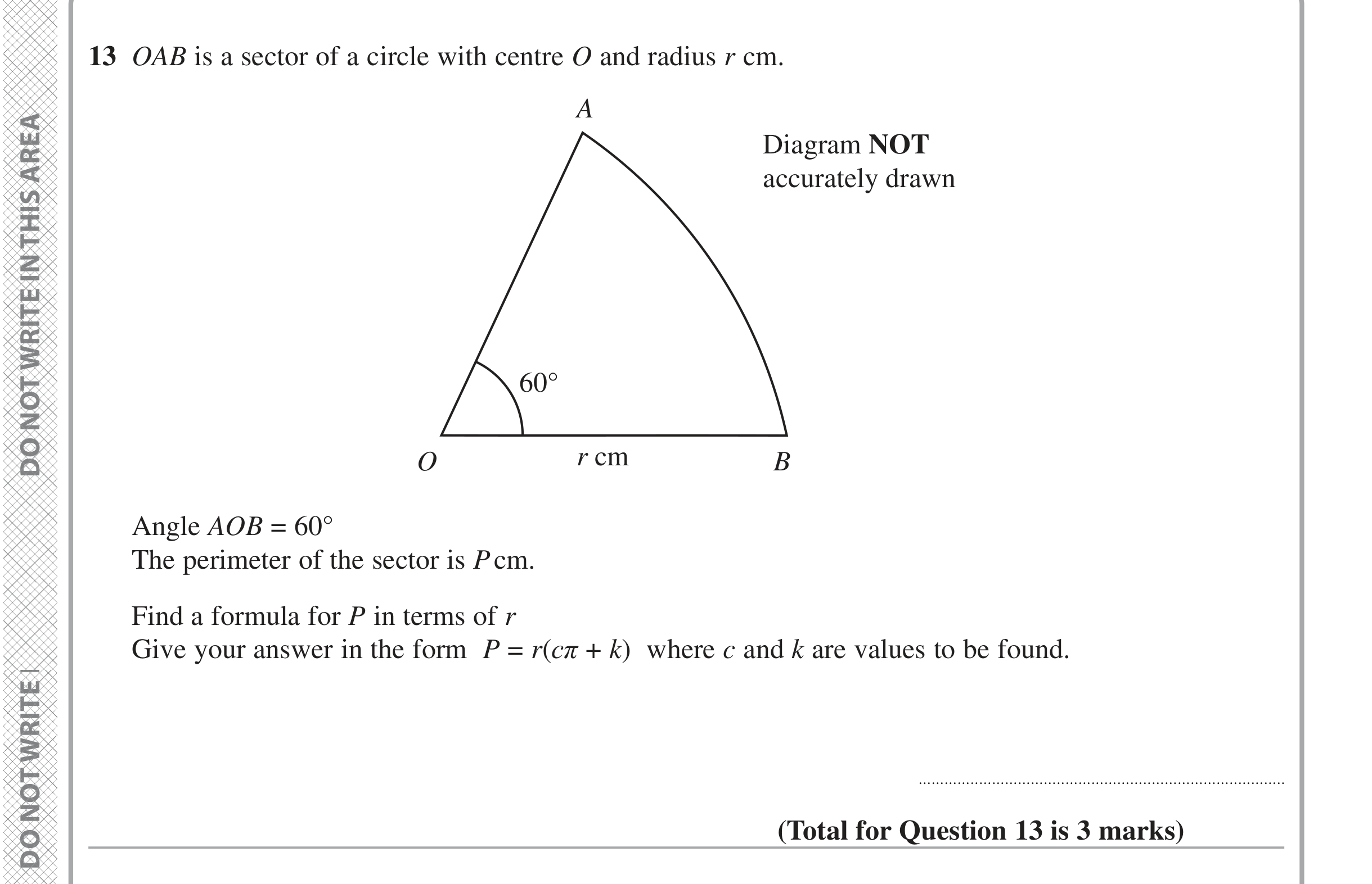 Question 13 — Sectors, Formulae — Edexcel iGCSE June 2024