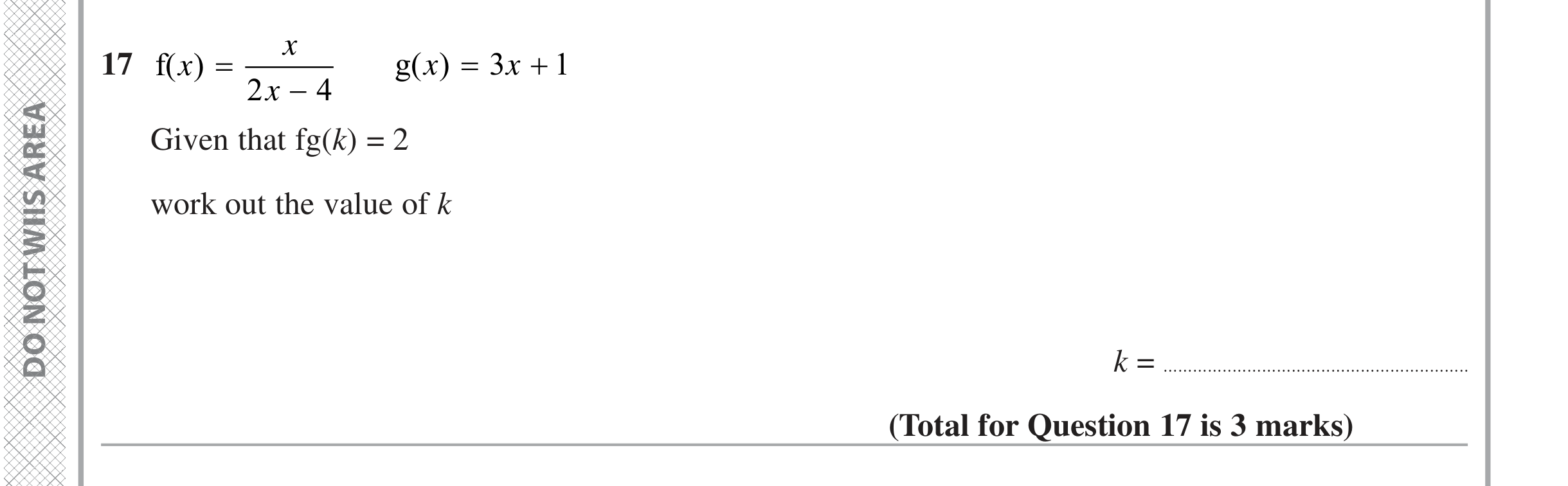 Question 17 — Functions — Edexcel iGCSE June 2024