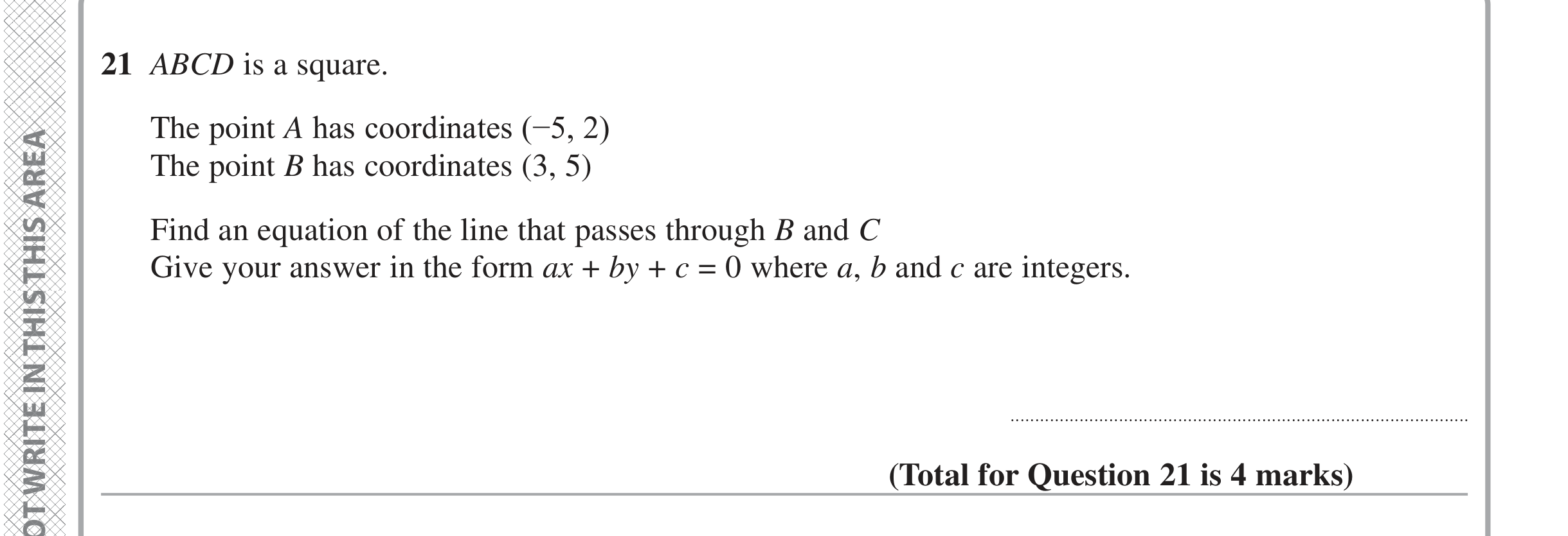 Question 21 — Straight Line Graphs — Edexcel iGCSE June 2024