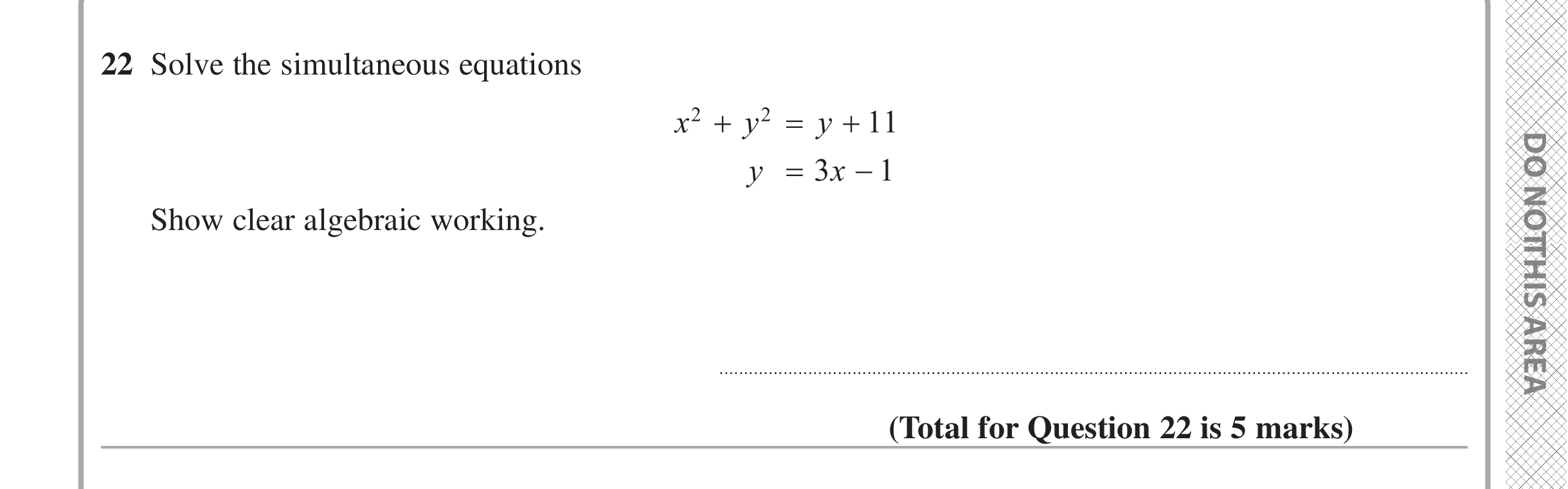 Question 22 — Simultaneous Equations — Edexcel iGCSE June 2024
