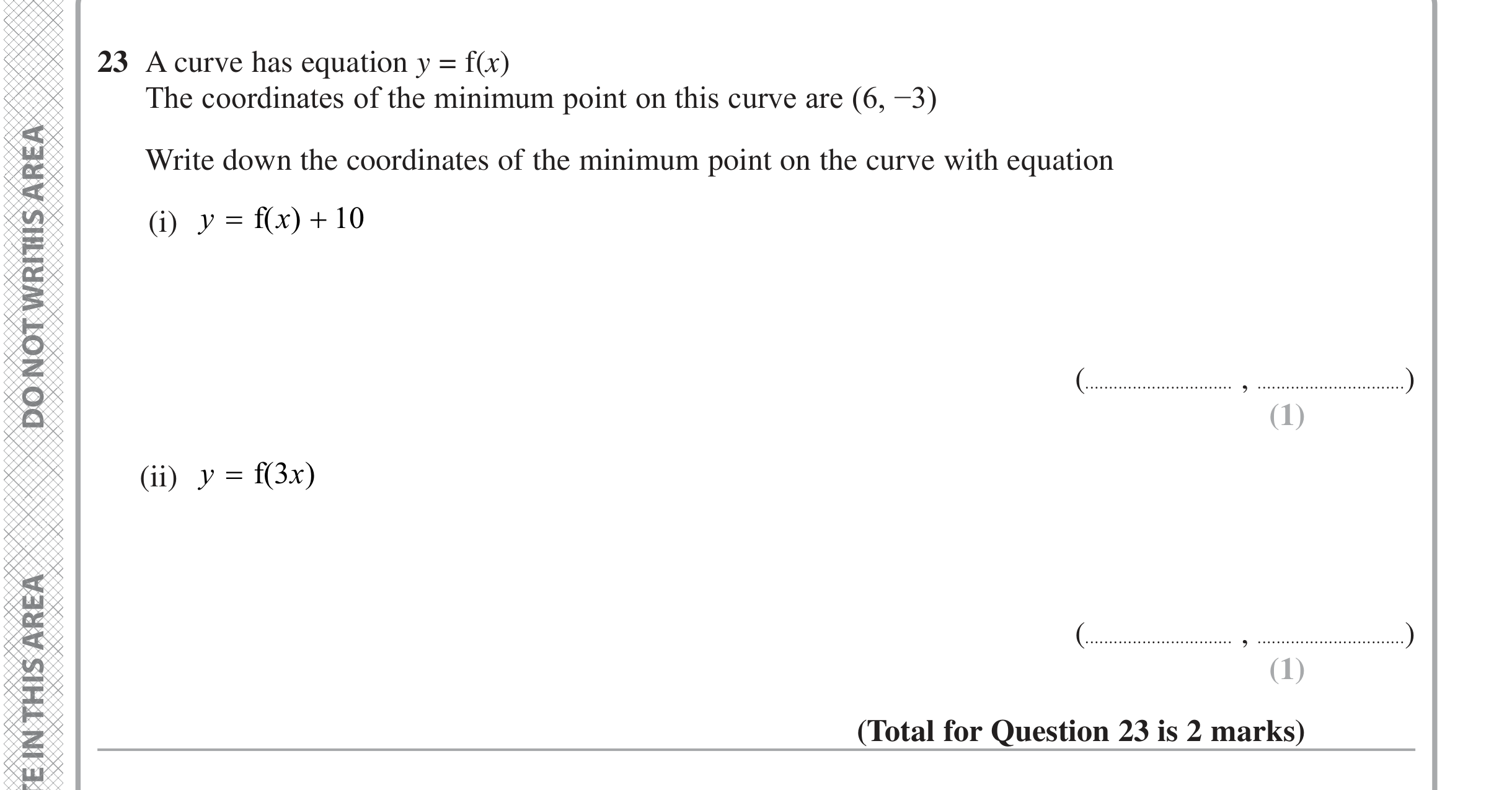 Question 23 — Graph Transformations — Edexcel iGCSE June 2024