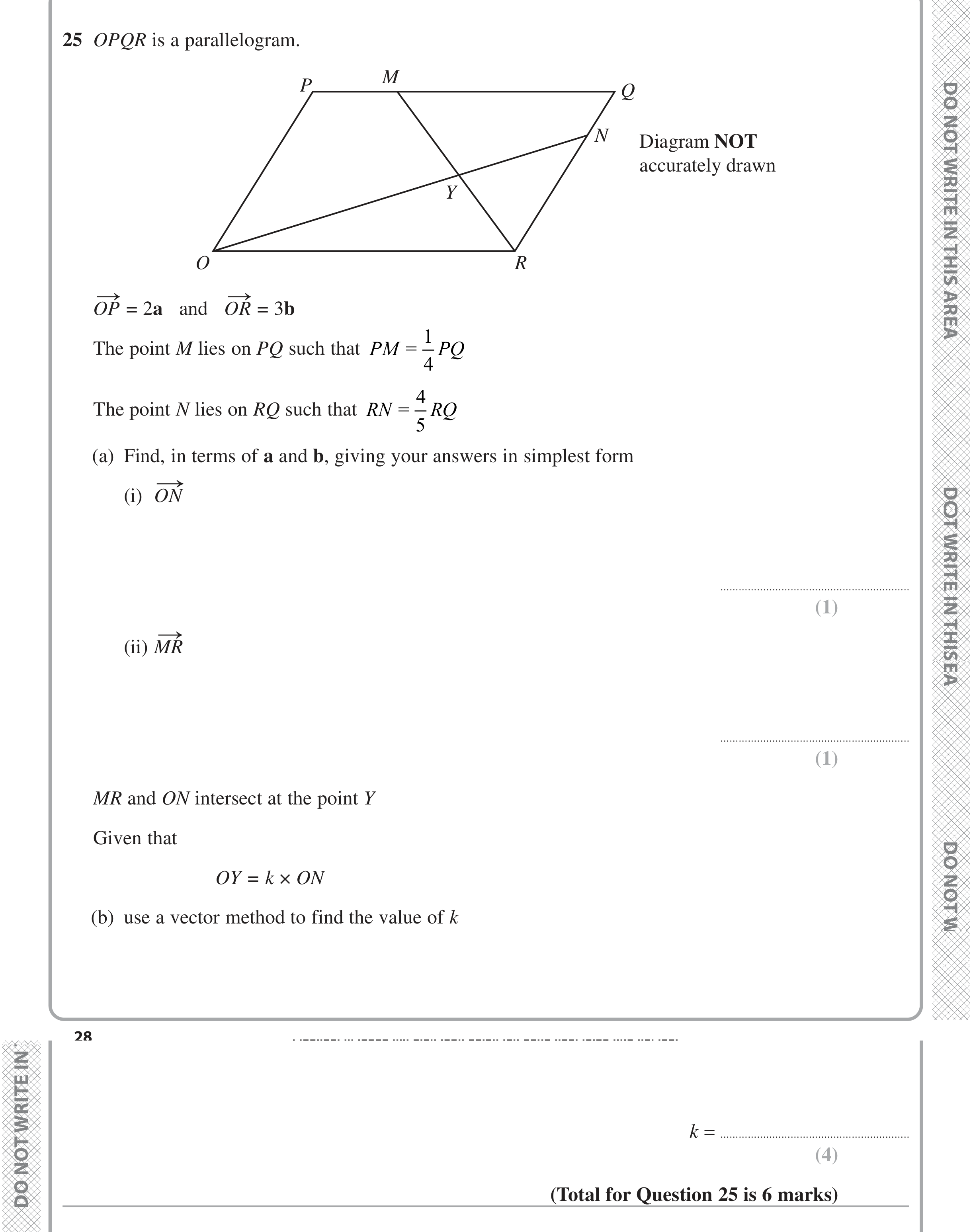 Question 25 — Vectors — Edexcel iGCSE June 2024