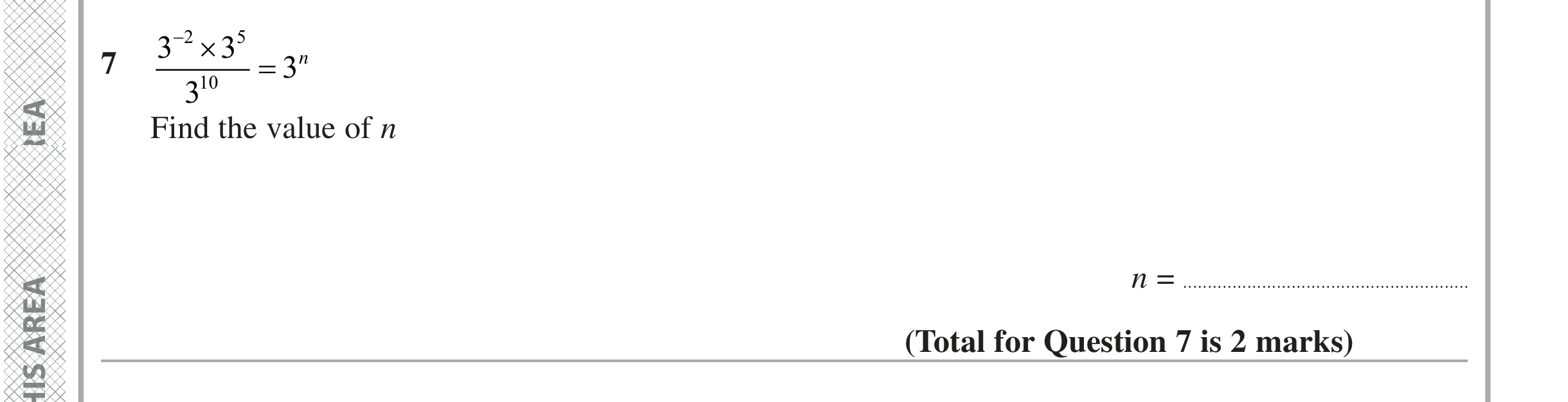 Question 7 — Powers — Edexcel iGCSE June 2024