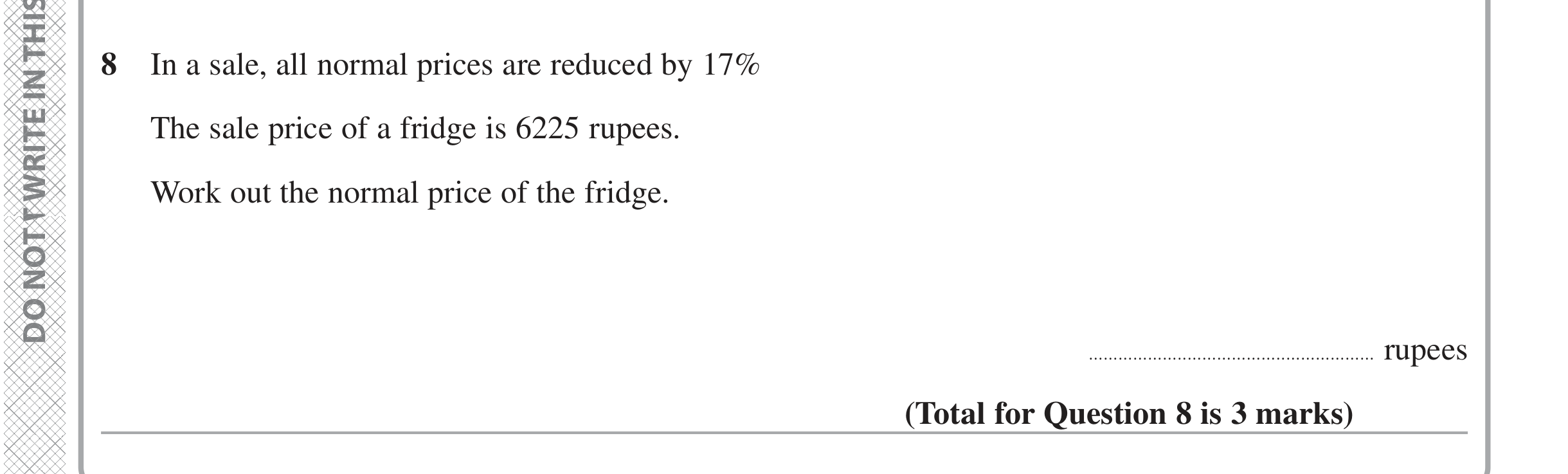 Question 8 — Percentages — Edexcel iGCSE June 2024